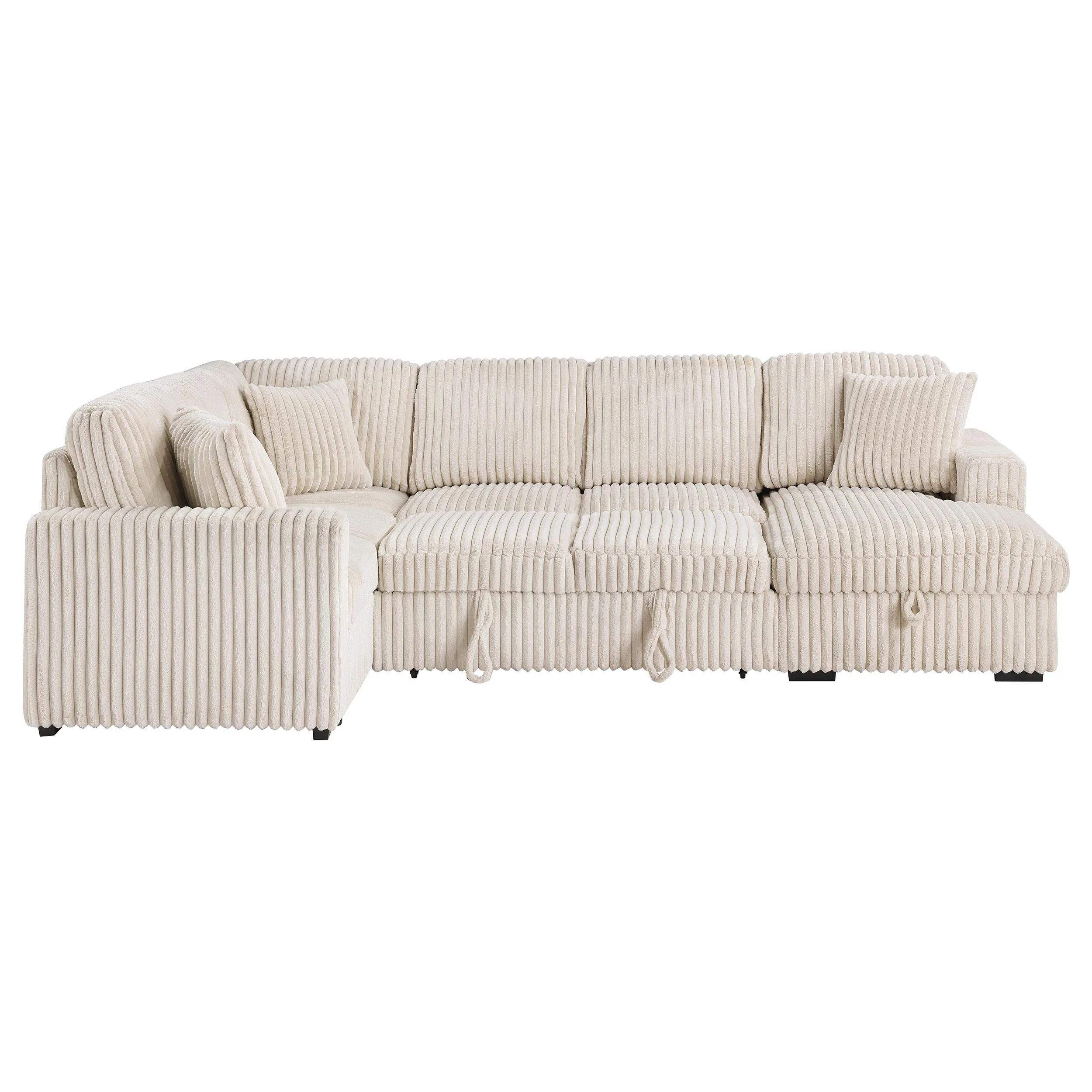Devonshire Camel Sleeper Sectional Sofa Storage Chaise - Image 10