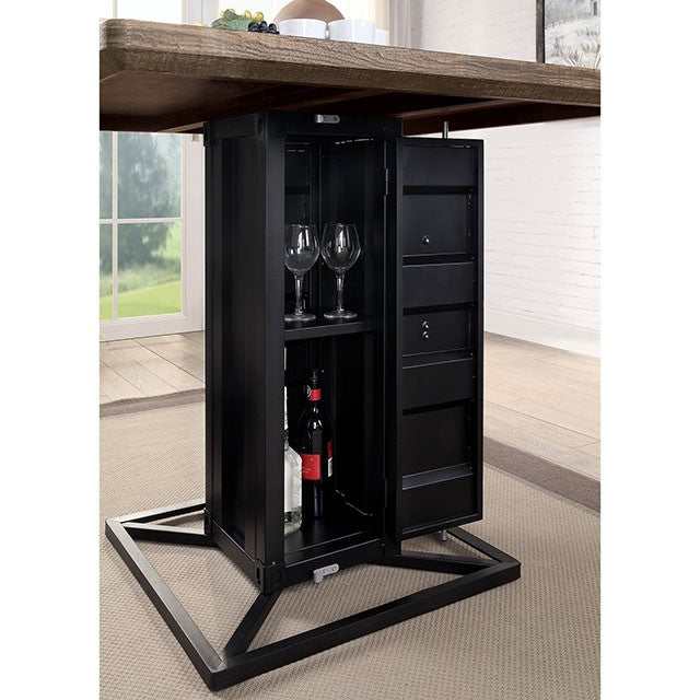 Dicarda Distressed Walnut/Sand Black Counter Height Dining Table - Image 4