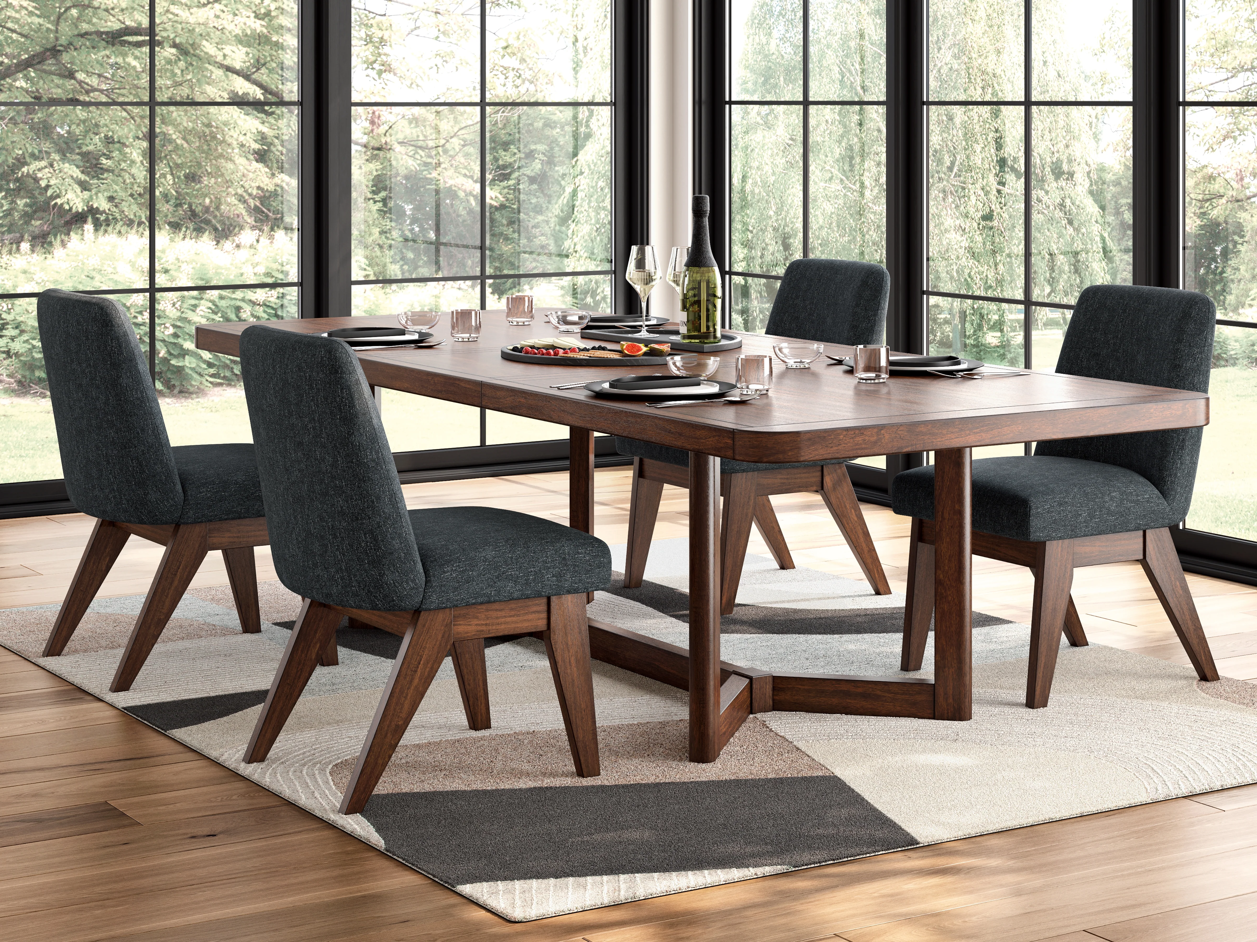 Dilenno Dark Brown Extension Dining Table and 4 Chairs (Online Special Price)