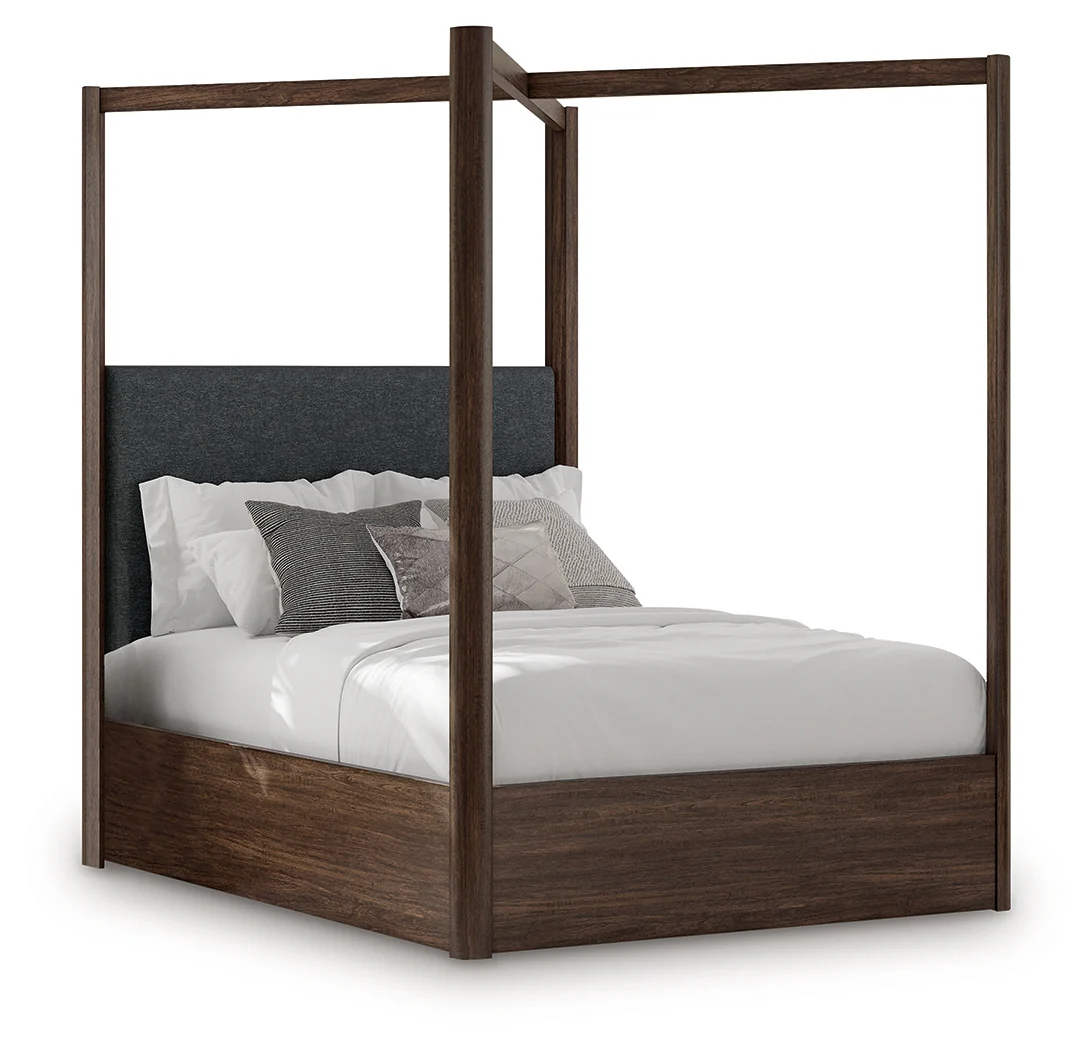 Dilenno Dark Brown Queen Canopy Bed, Dresser and Mirror - Image 5