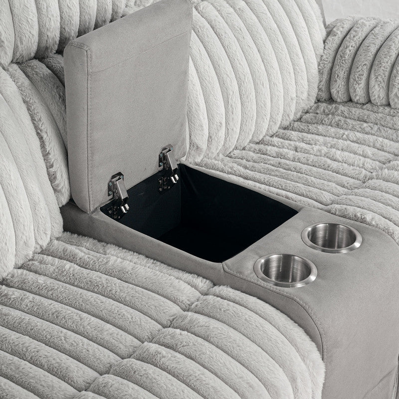 Dionysus Gray Manual Reclining Sofa w/ USB & LED - Image 8
