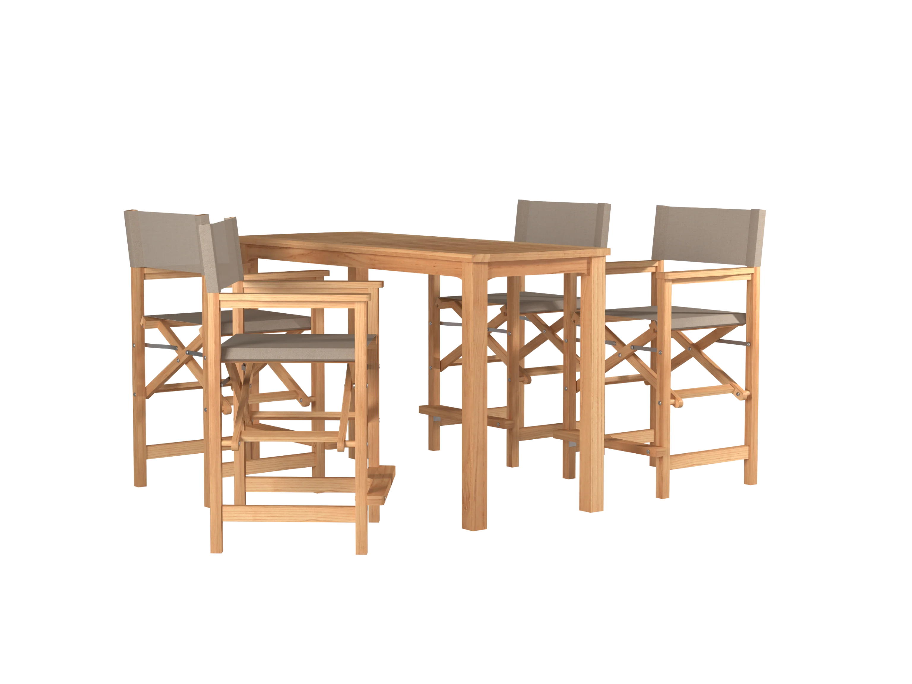 Director 5-Piece Rectangular Teak Taupe Outdoor Counter Height Dining Set with Folding Armchairs - Image 2