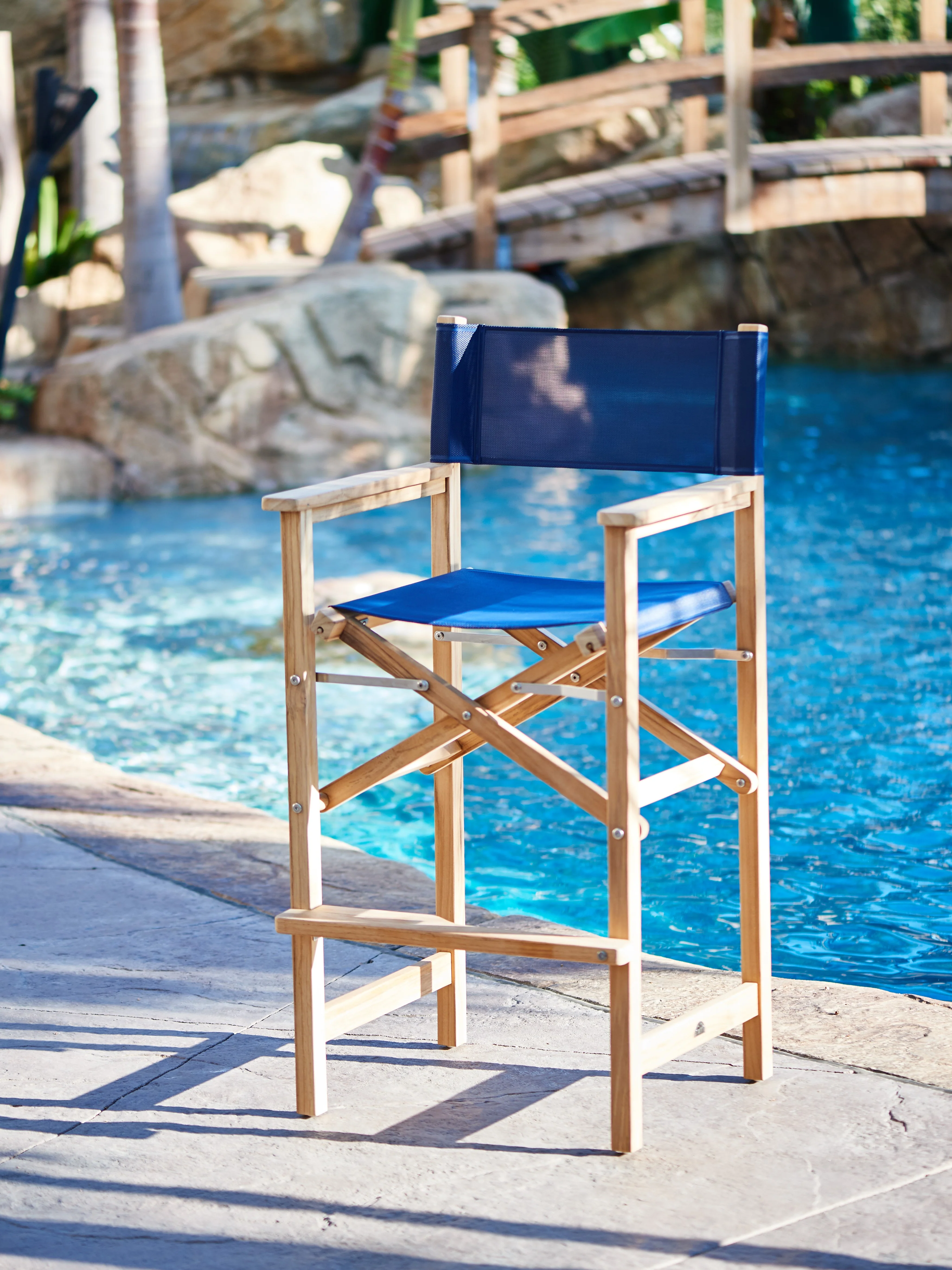 Director Teak Blue Outdoor Bar Height Dining Armchair - Image 5