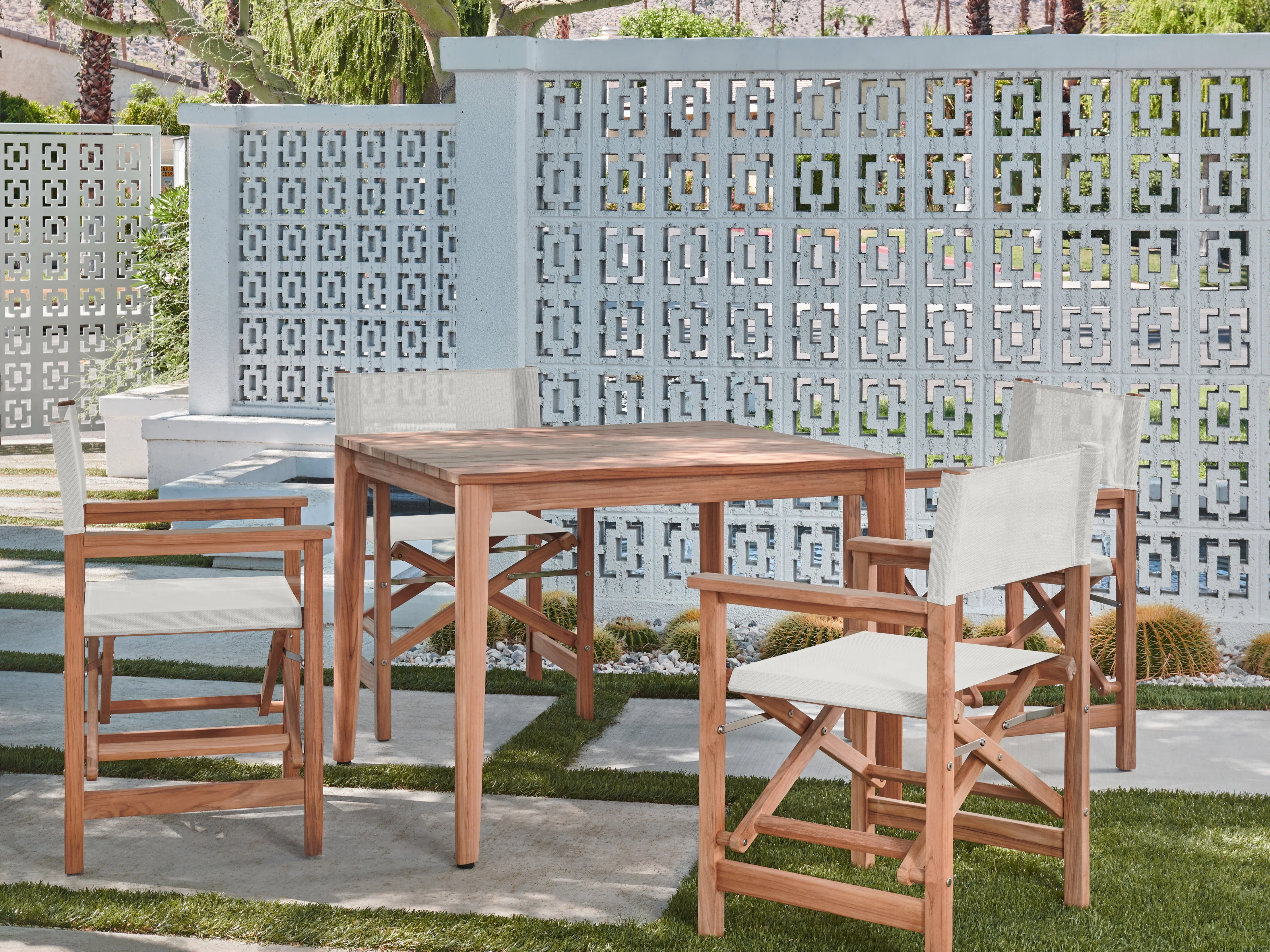 Director Teak White Outdoor Dining Folding Armchair - Image 5