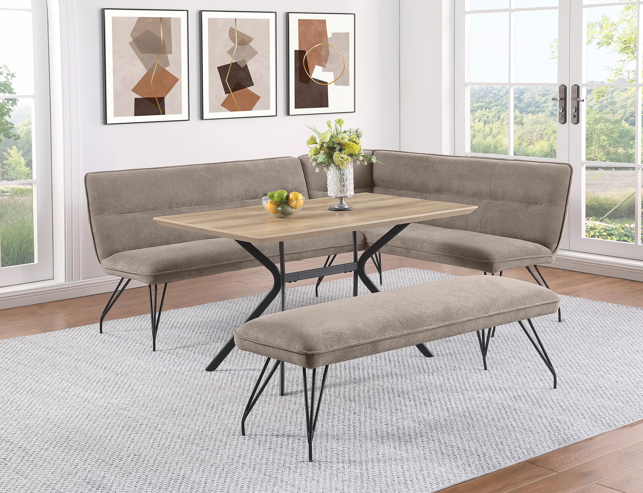 Dodson Taupe Nook Dining Bench - Image 9