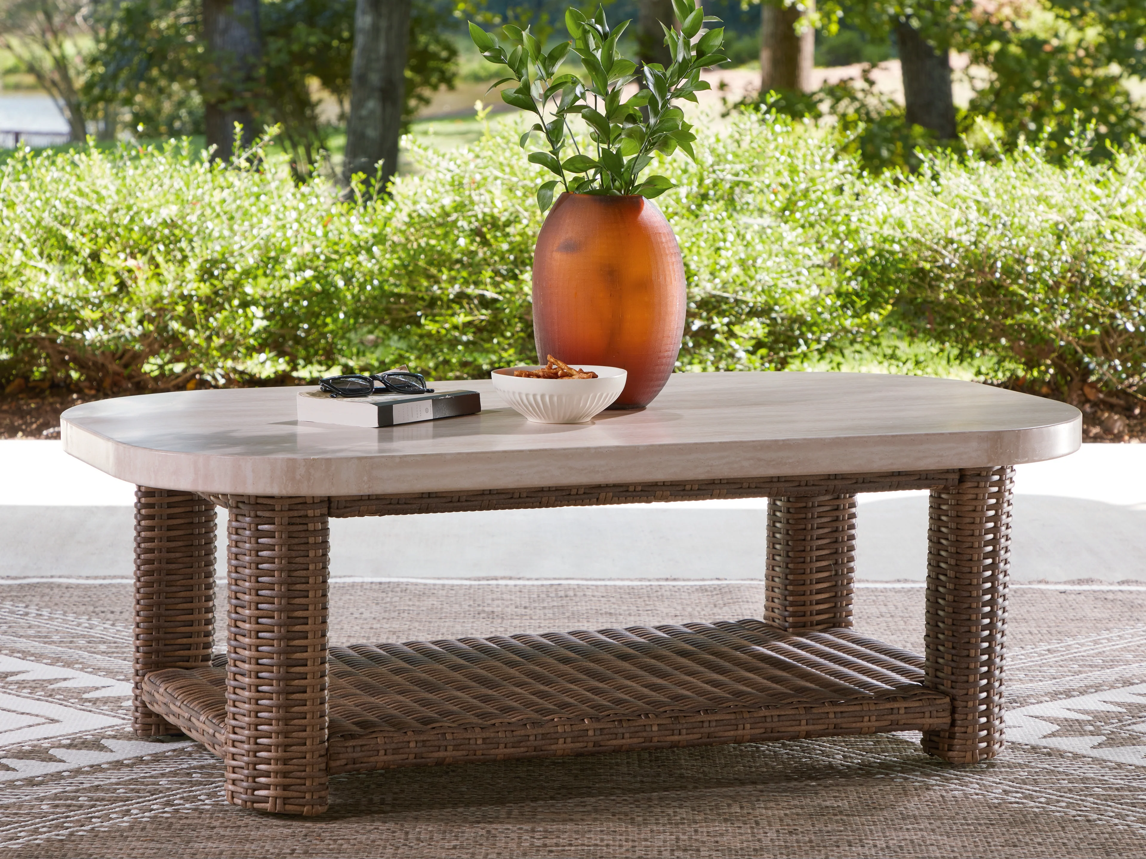 Dolan Creek Beige/Brown Rectangular Cocktail Table