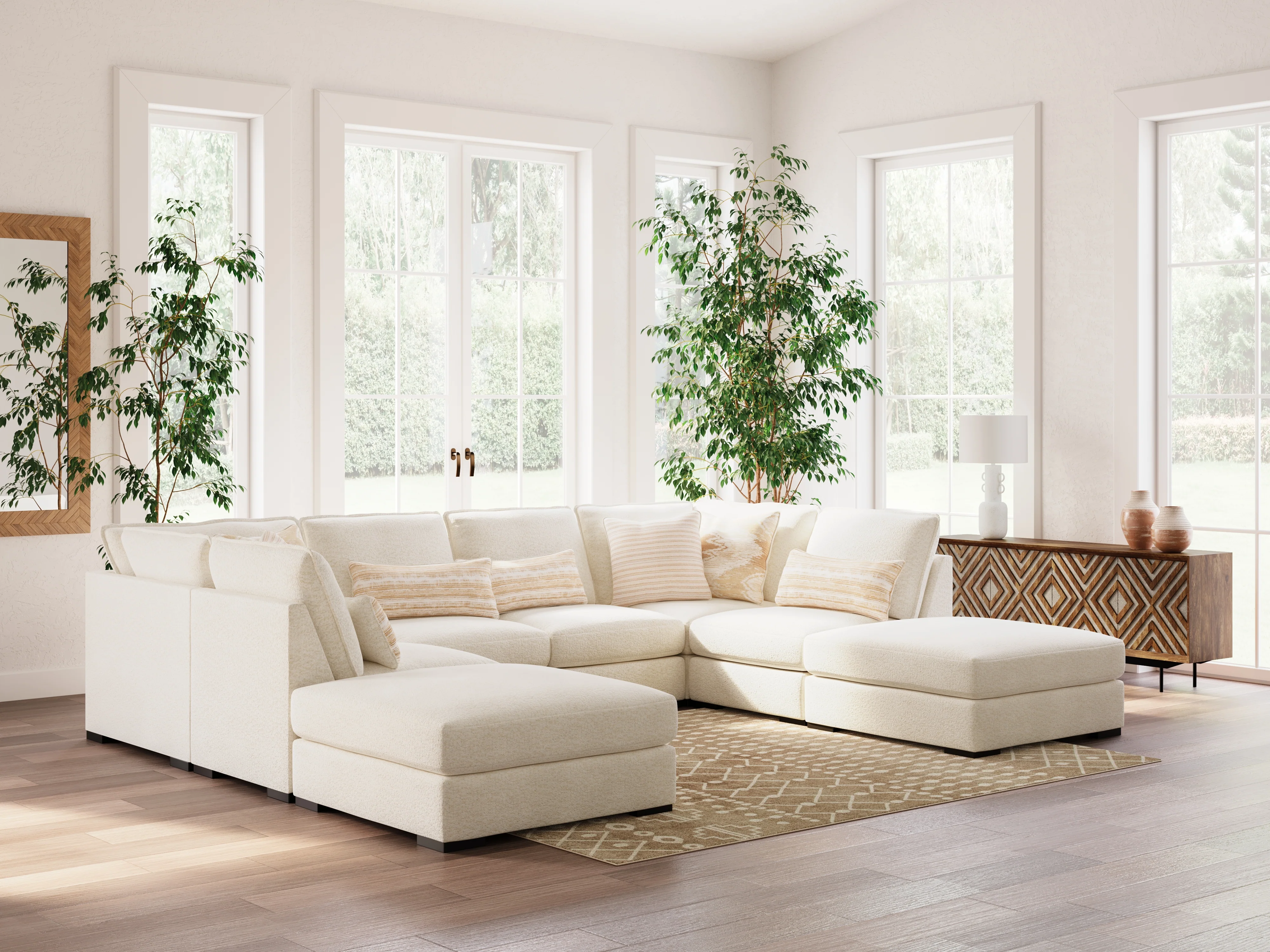 Donelson Creek Vanilla 6-Piece Sectional and Ottoman - Image 2