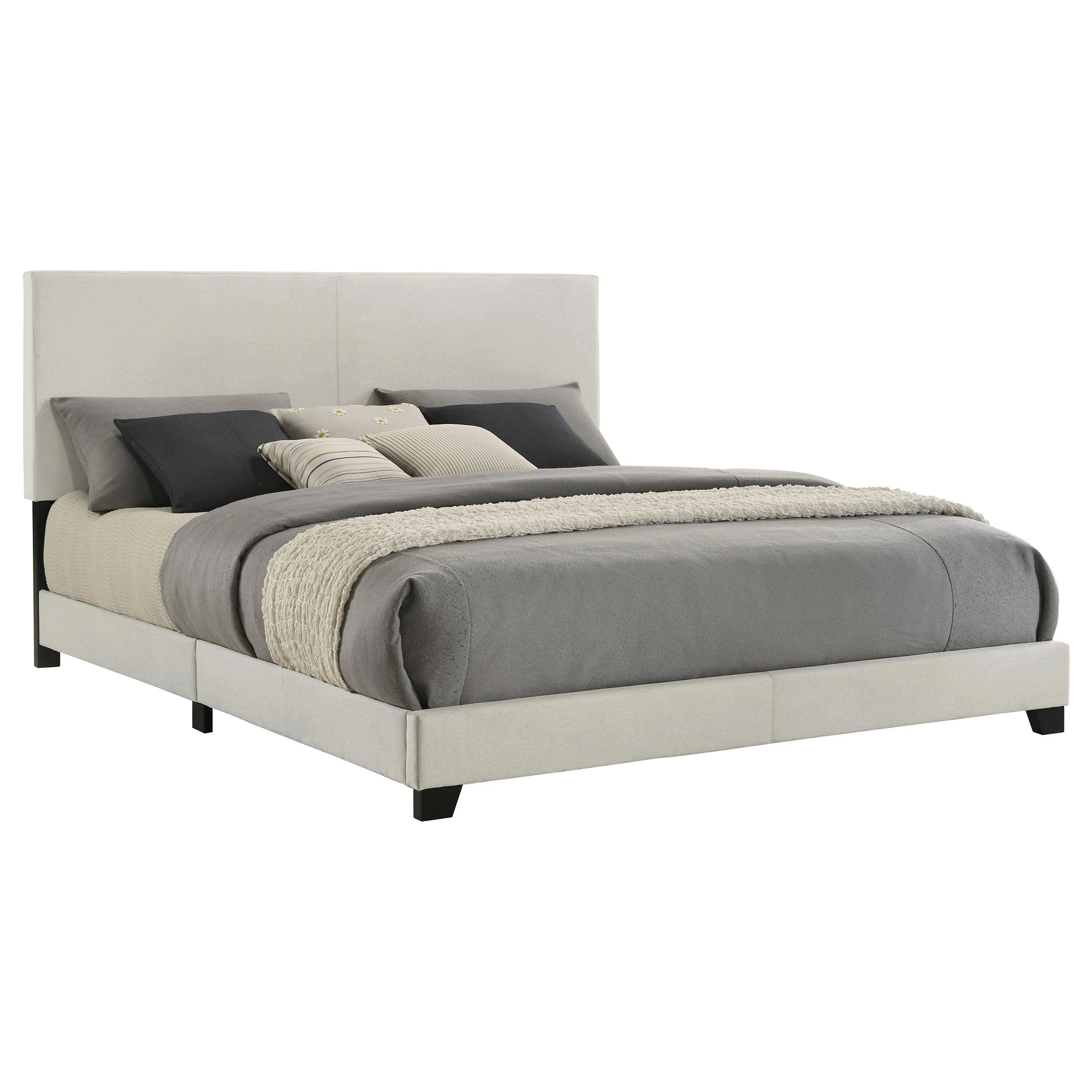 Dorian Cream Fabric Upholstered Eastern King Panel Bed - Image 3