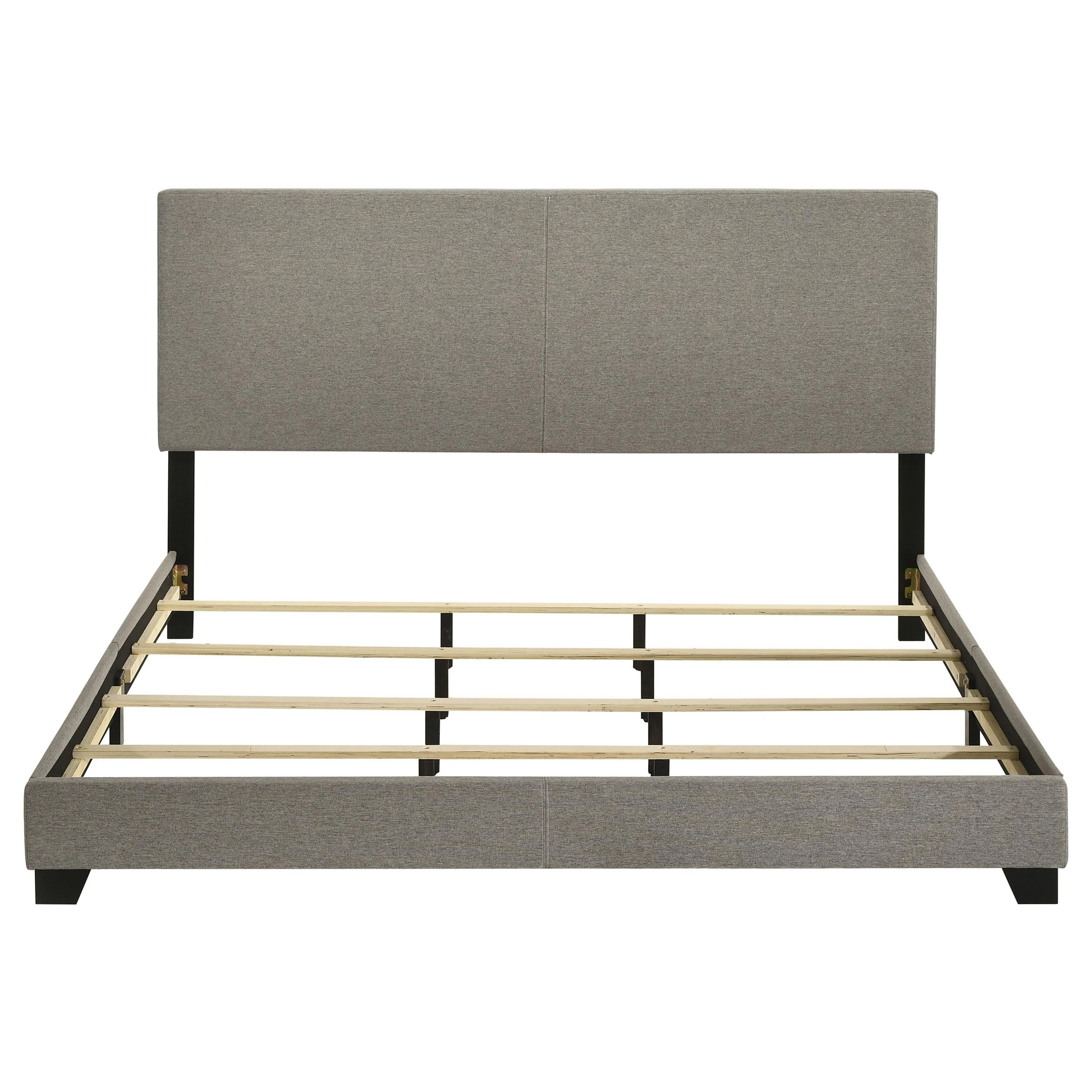 Dorian Taupe Fabric Upholstered California King Panel Bed - Image 4