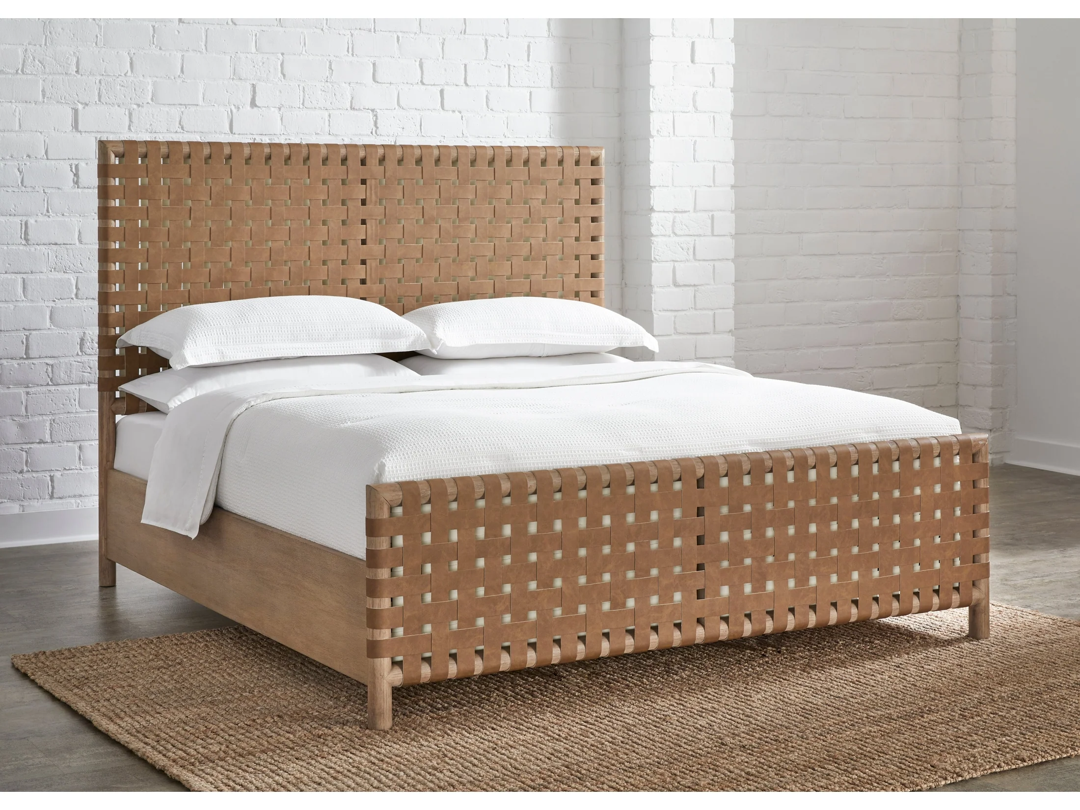 Dorsey Woven Eastern King Panel Bed in Granola and Ginger