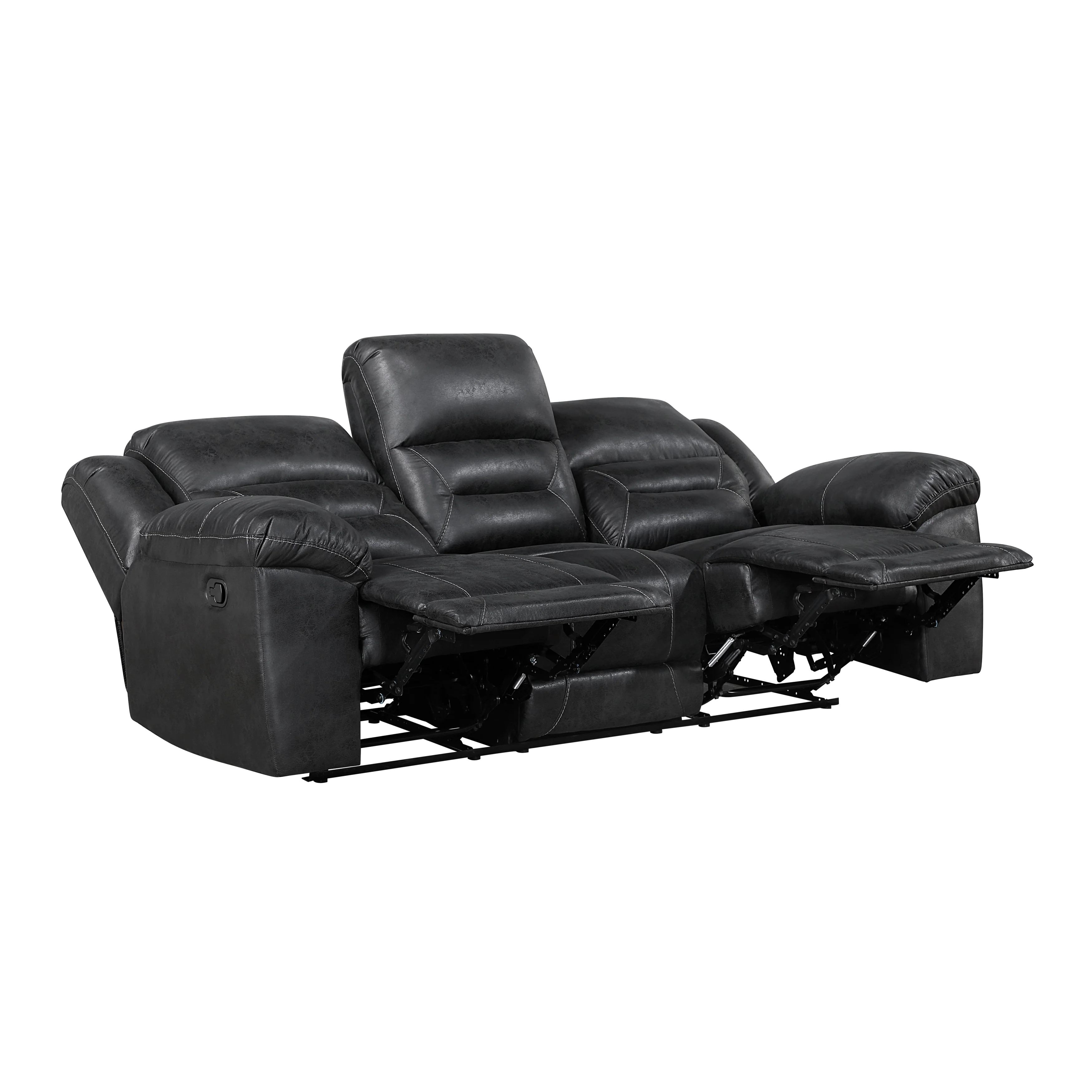 Double Black Reclining Sofa - Image 4