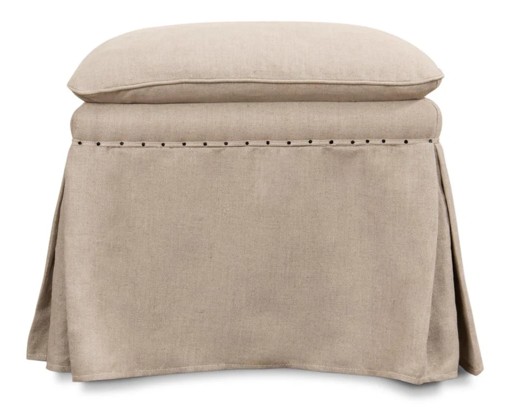Draped Beige Ottoman (Set of 2) - Image 2