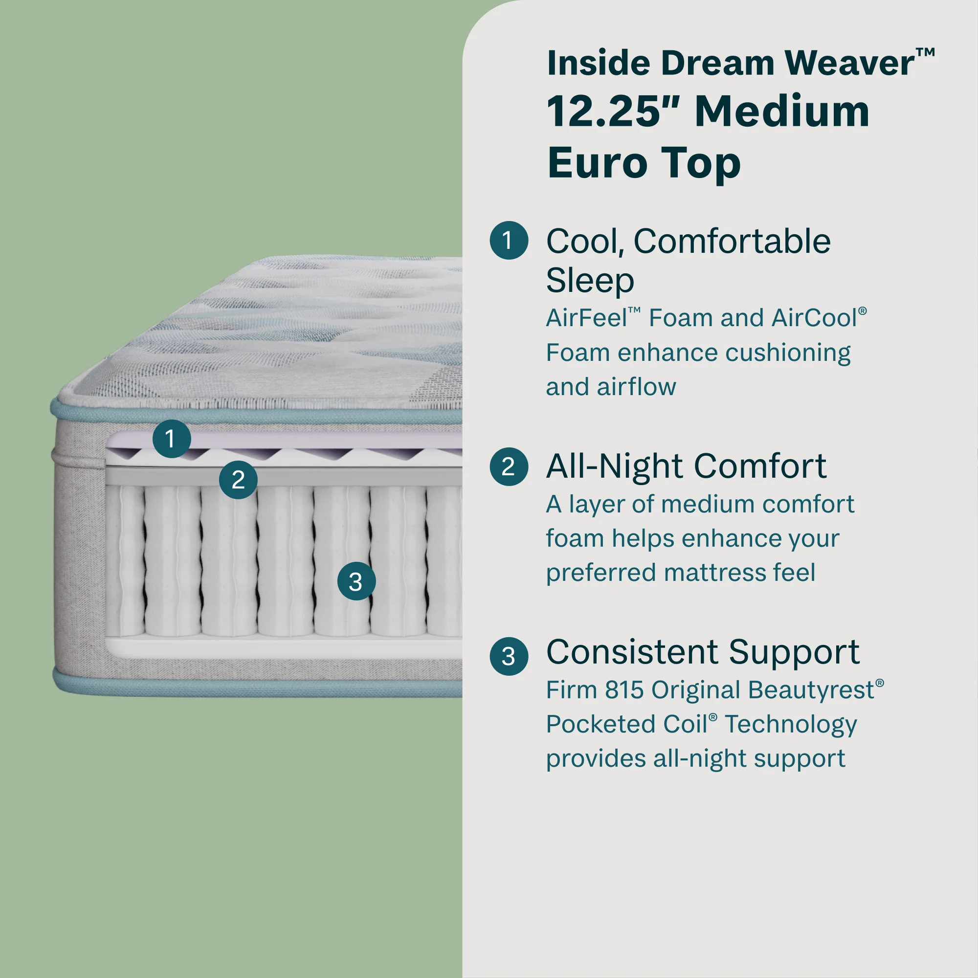 Dream Weaver 12.25" Gray Innerspring Queen Medium Euro Top Mattress - Image 2