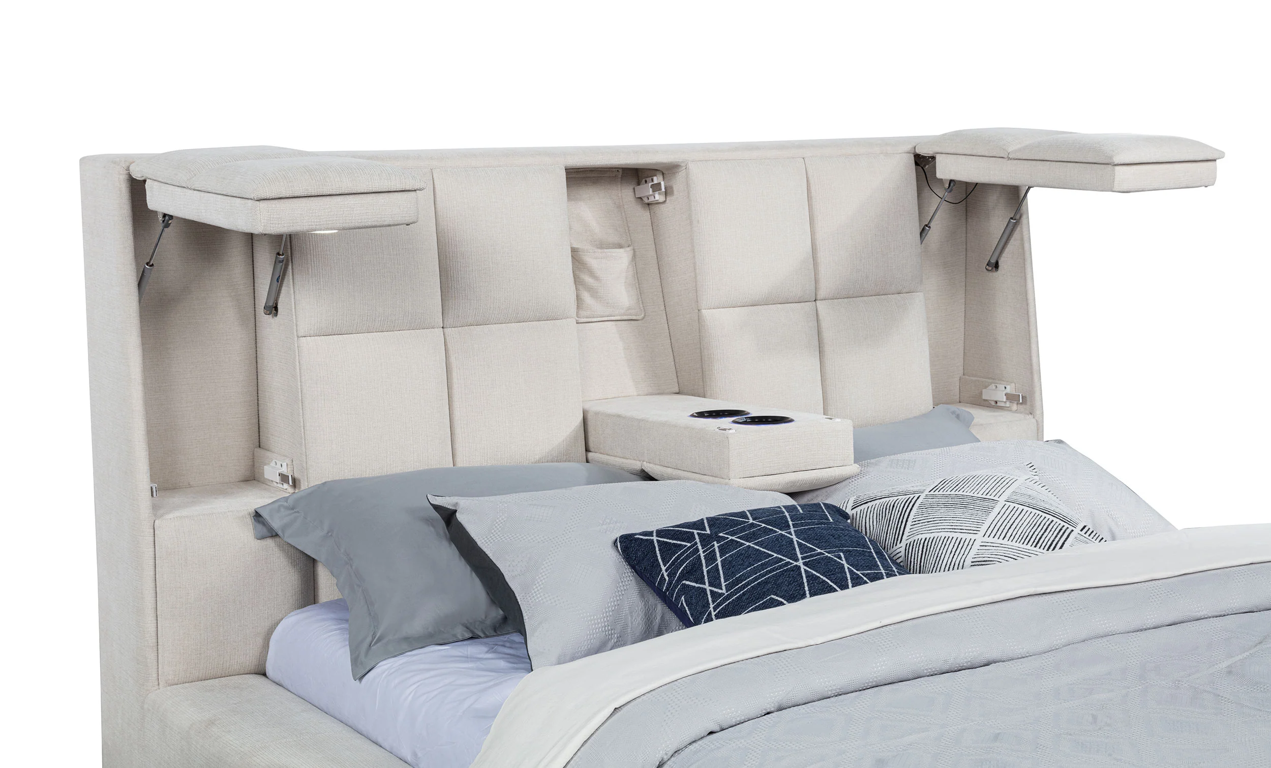 Dreux Cream Upholstered Eastern King Panel Platform Bed - Image 11