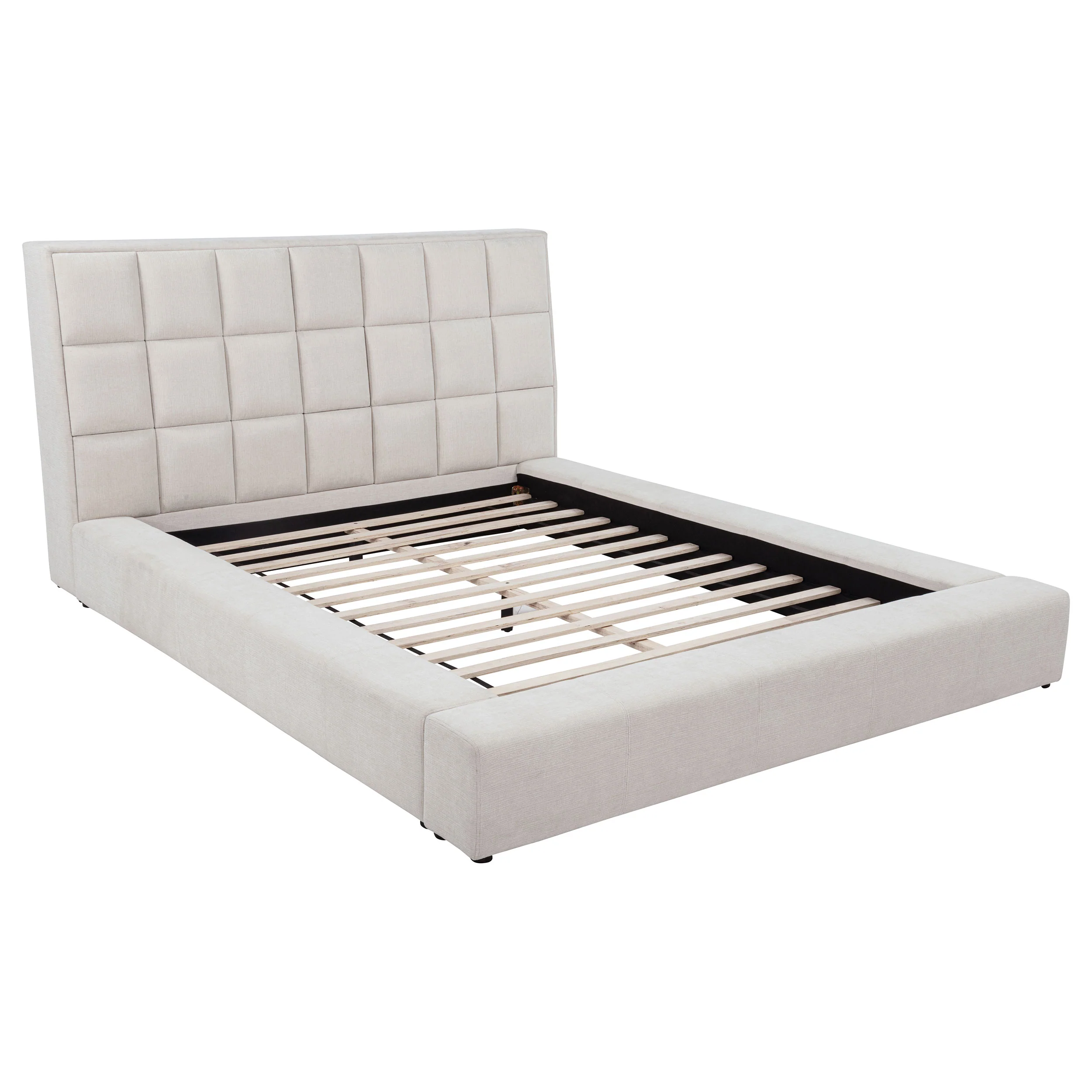 Dreux Cream Upholstered Eastern King Panel Platform Bed - Image 2