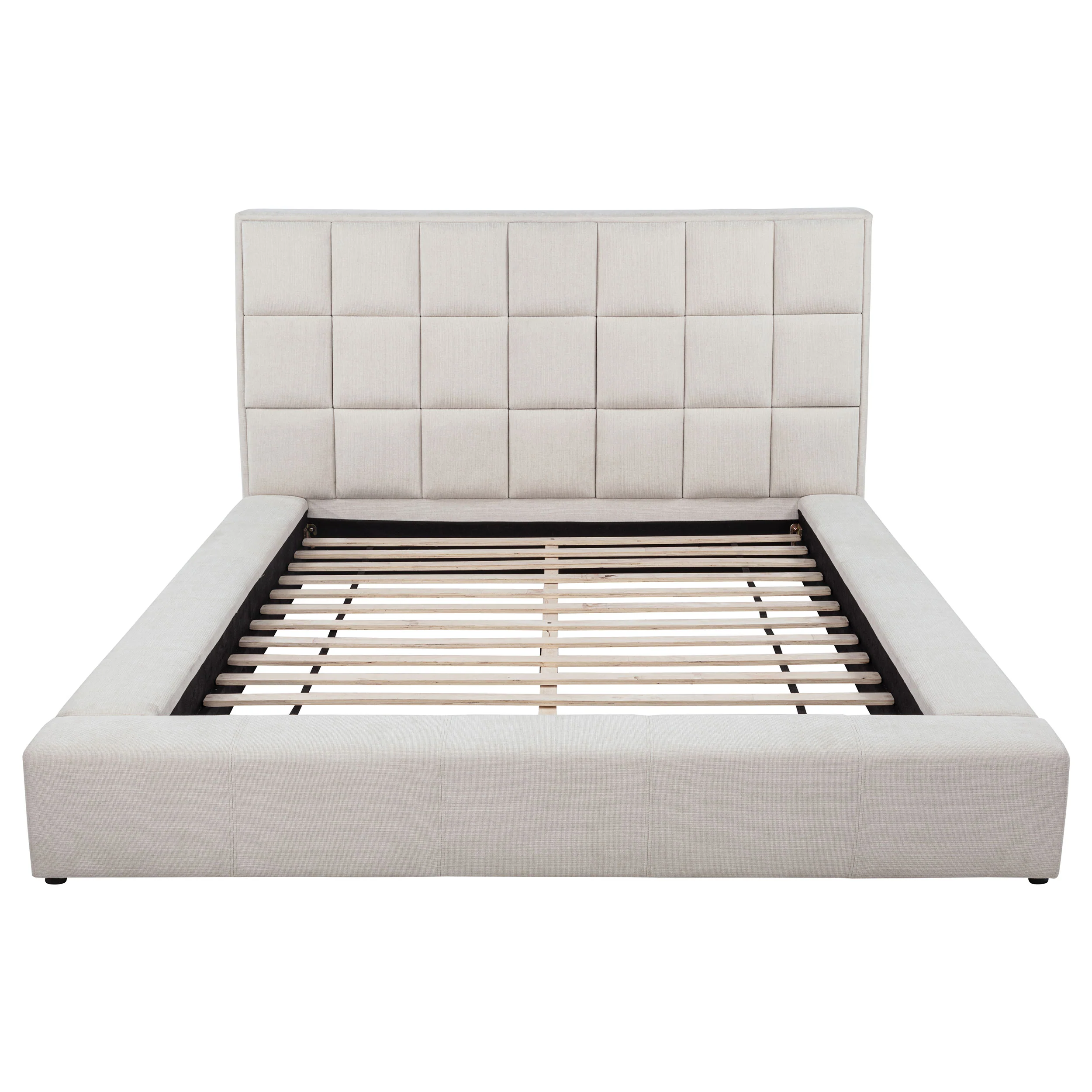 Dreux Cream Upholstered Eastern King Panel Platform Bed - Image 6