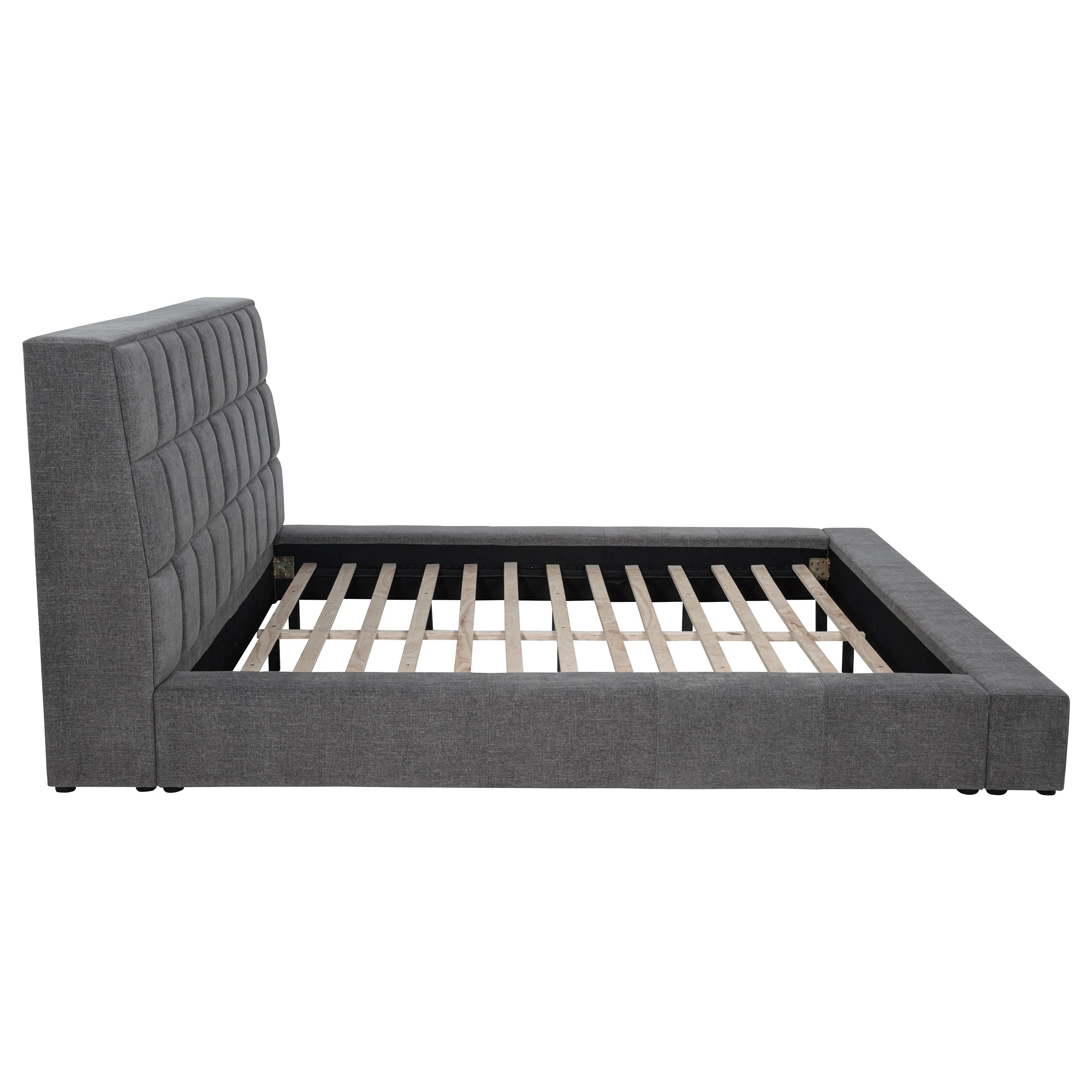 Dreux Grey Upholstered California King Panel Platform Bed - Image 8