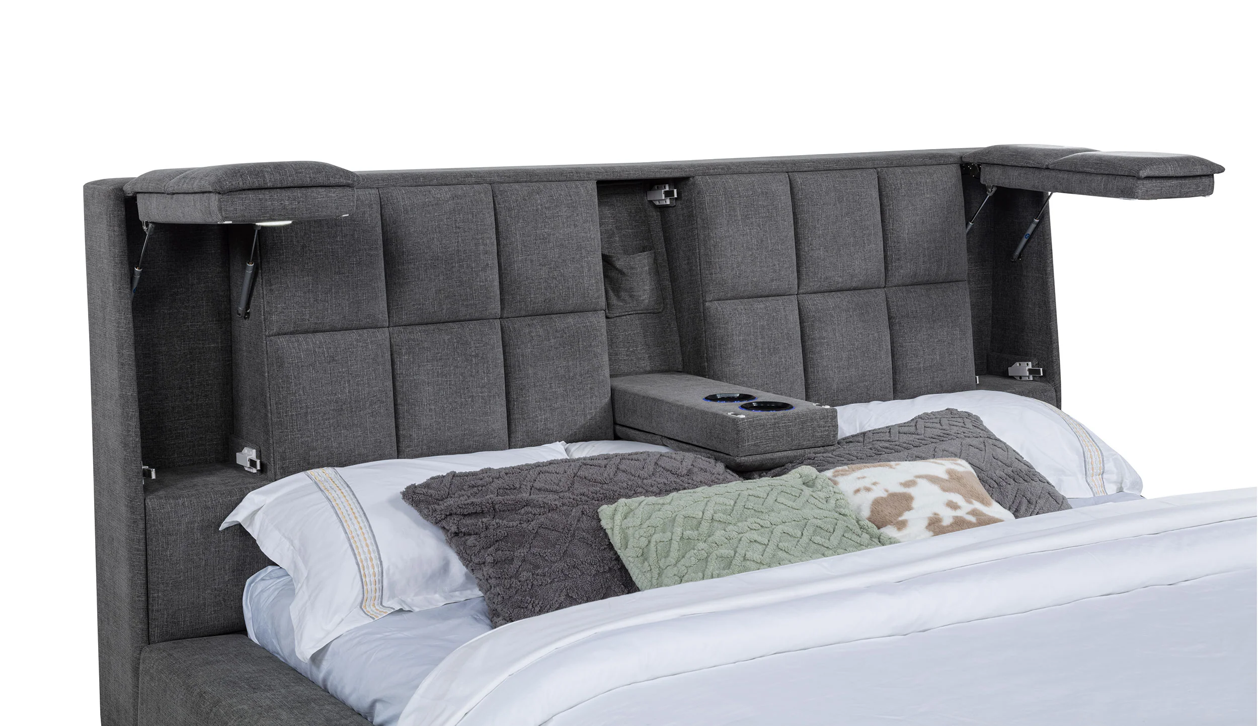 Dreux Grey Upholstered Eastern King Panel Platform Bed - Image 10