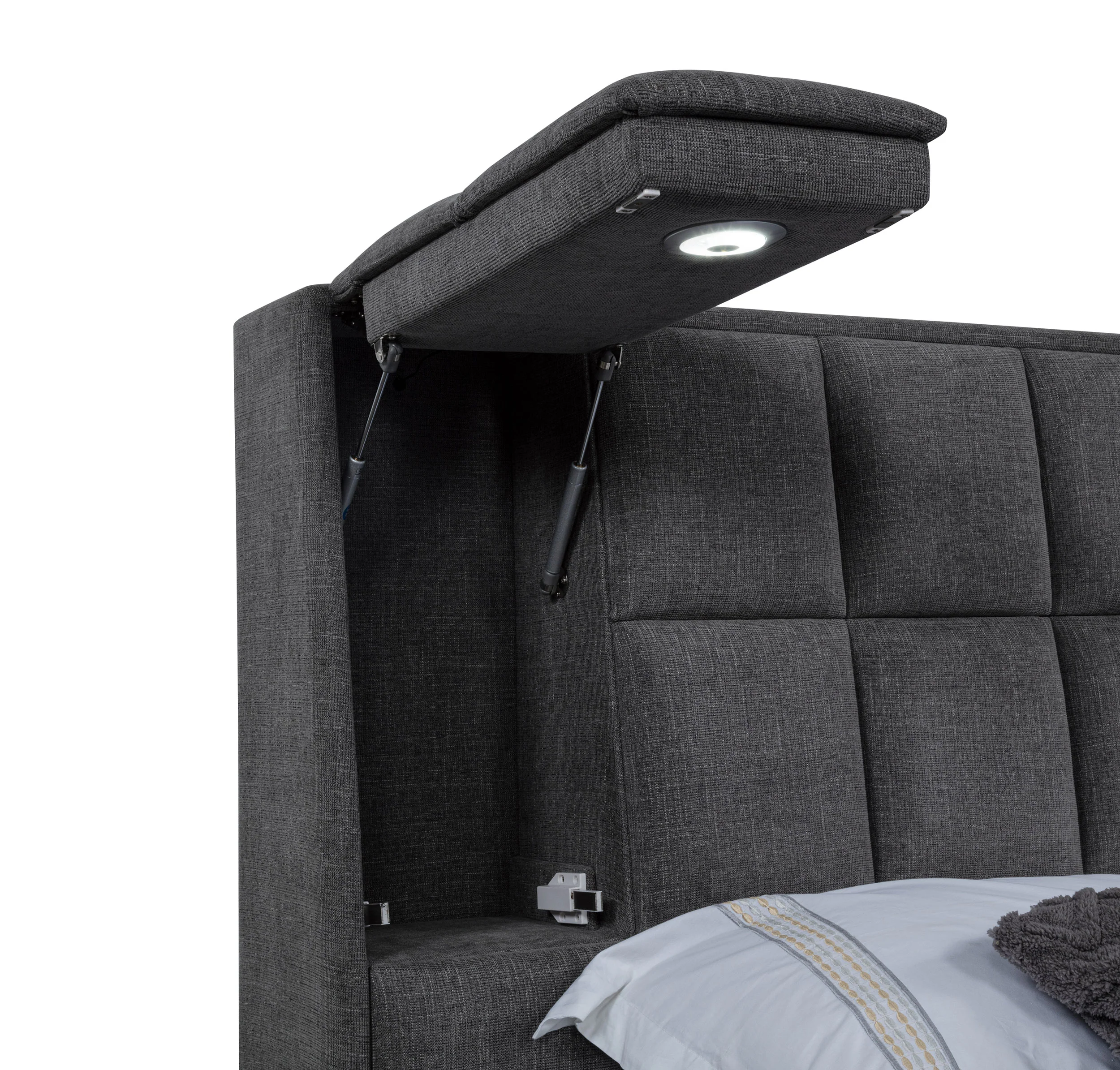 Dreux Grey Upholstered Eastern King Panel Platform Bed - Image 11