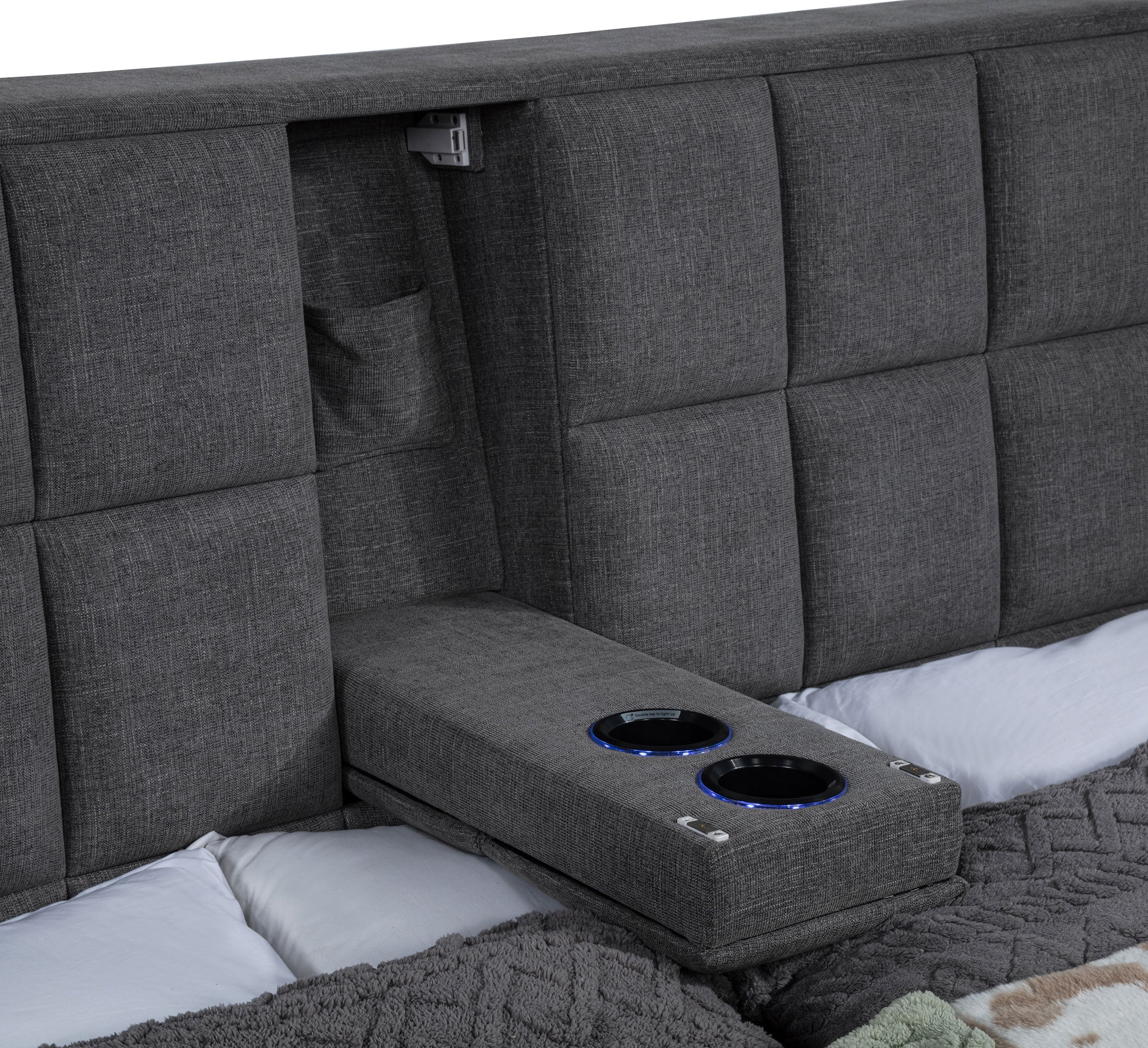 Dreux Grey Upholstered Eastern King Panel Platform Bed - Image 12