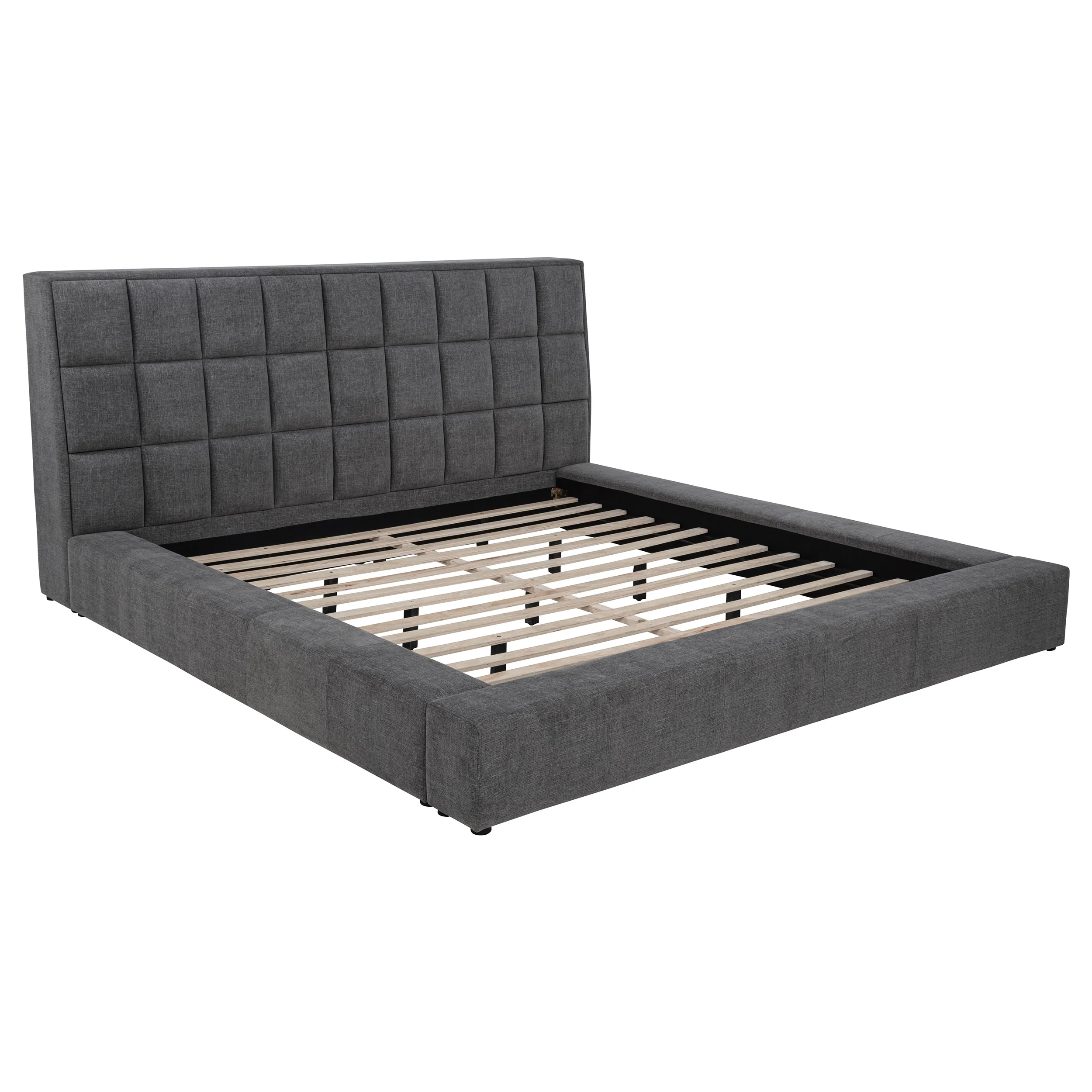 Dreux Grey Upholstered Queen Panel Platform Bed - Image 2
