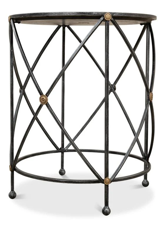 Drum & Fife Grey Lamp Table Marble - Image 4