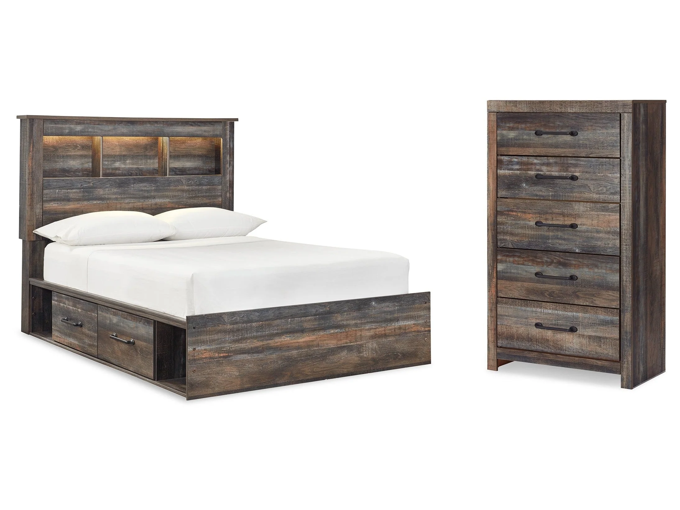 Drystan Multi Full Bookcase Storage Bed & Chest (Online Special Price)