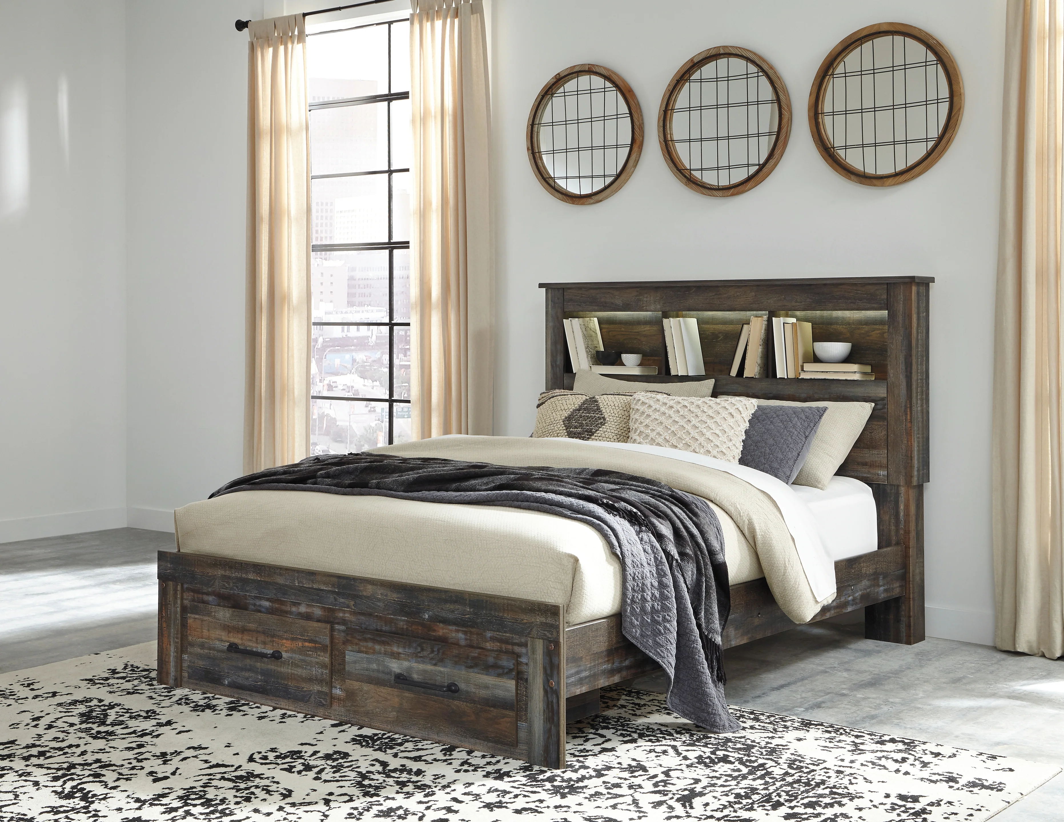 Drystan Multi Queen Bookcase Storage Bed, Dresser and Mirror - Image 8