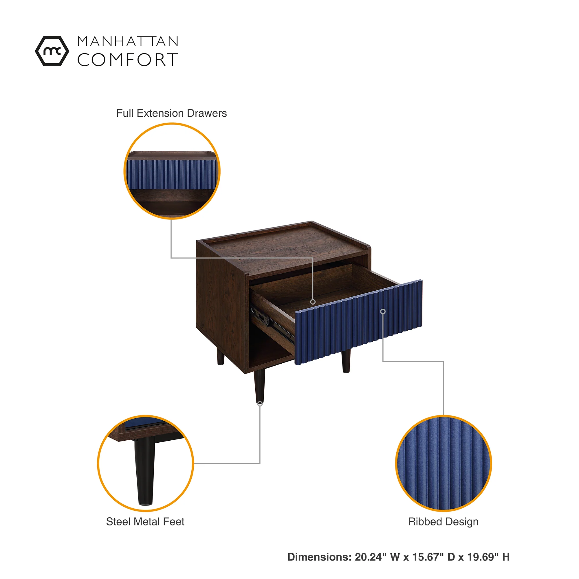 Duane 4 Piece Living Room Set in Dark Brown and Navy Blue - Image 11