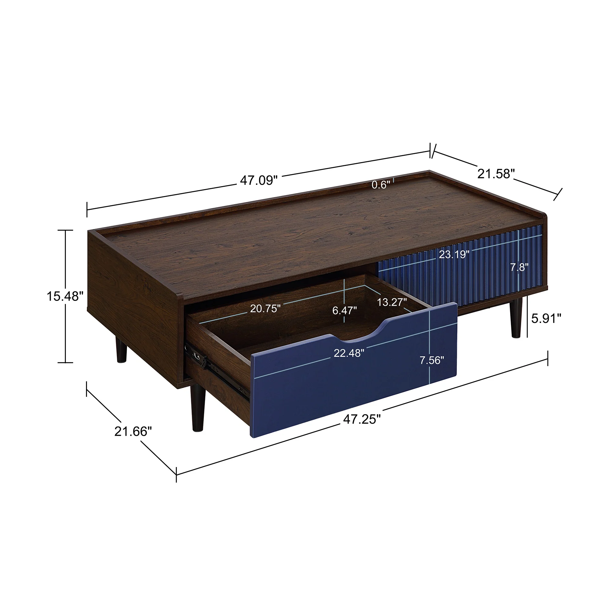 Duane 4 Piece Living Room Set in Dark Brown and Navy Blue - Image 14