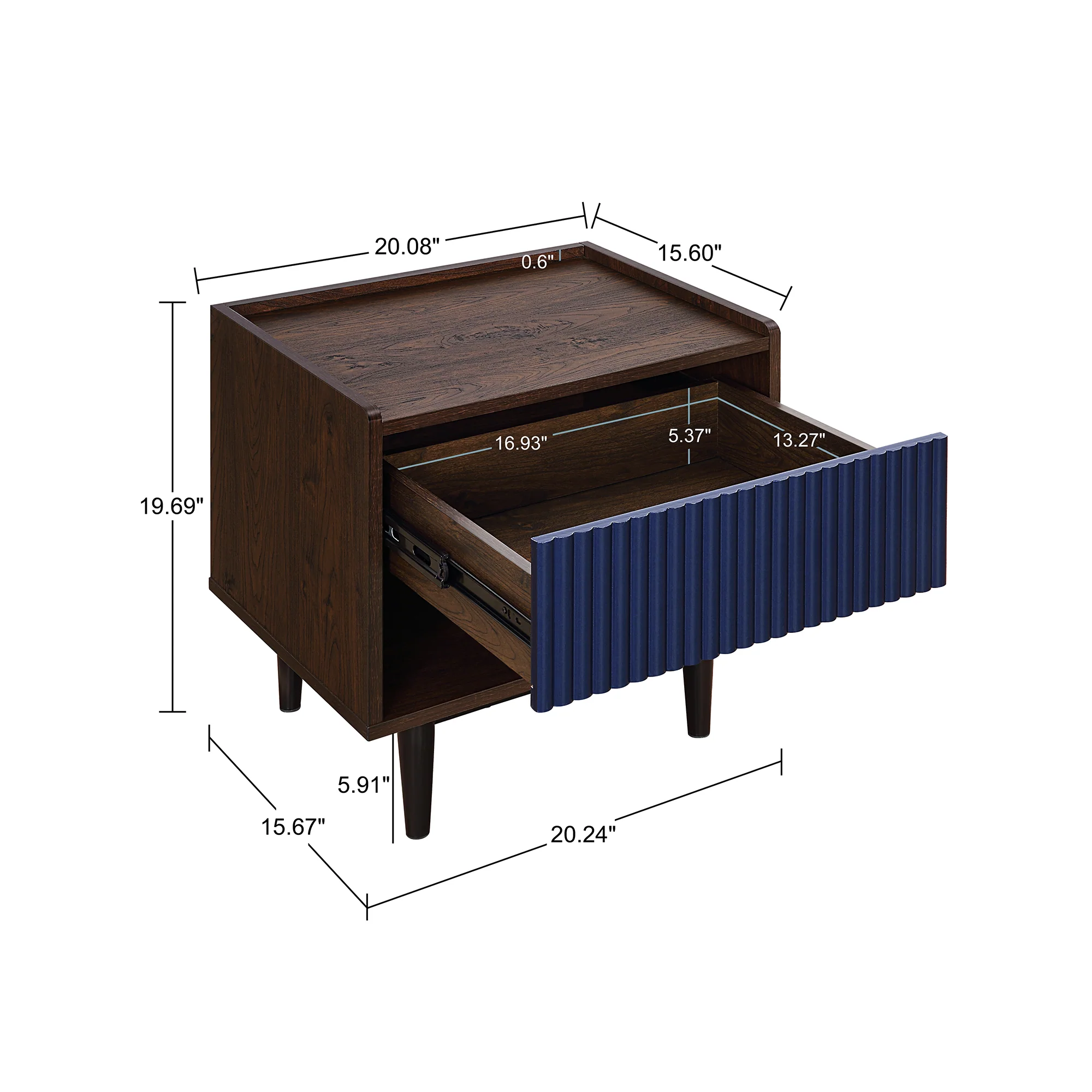 Duane End Table and Coffee Table in Dark Brown and Navy Blue - Image 5