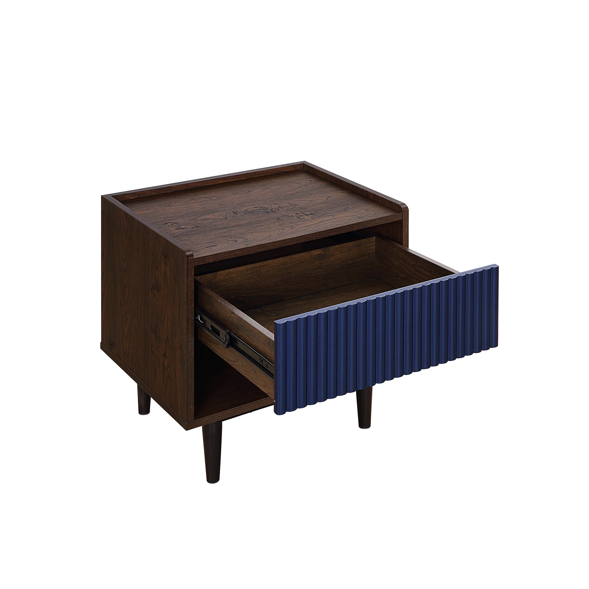 Duane Nightstand in Dark Brown and Navy Blue - Image 5