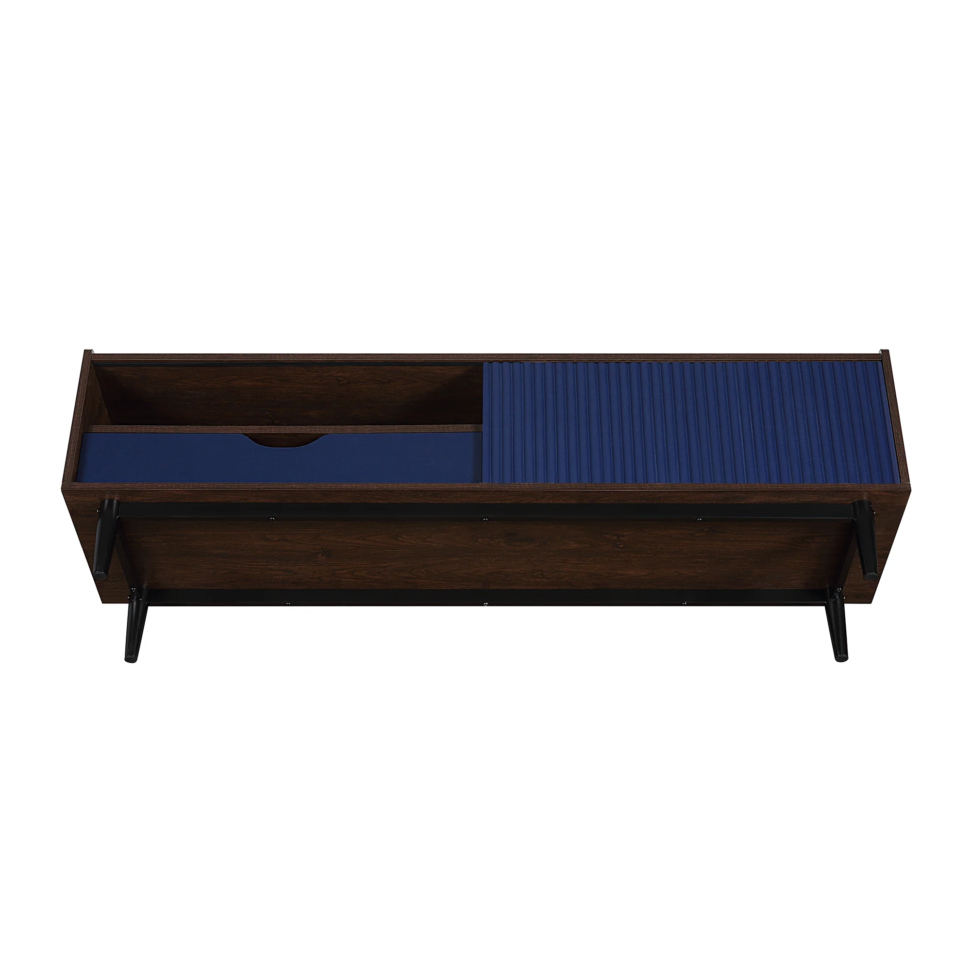 Duane TV Stand in Dark Brown and Navy Blue - Image 10