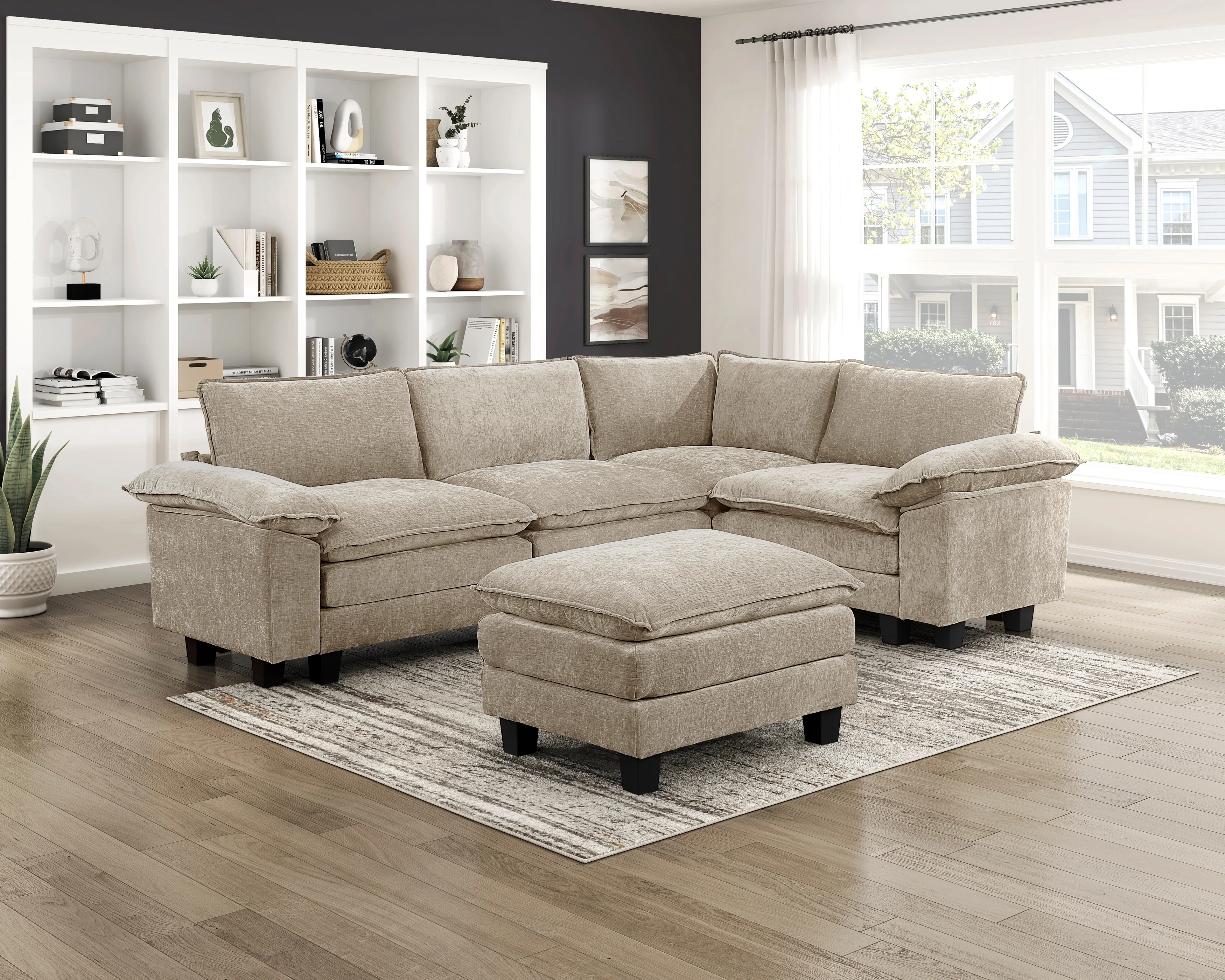 Dublin Taupe Ottoman - Image 3