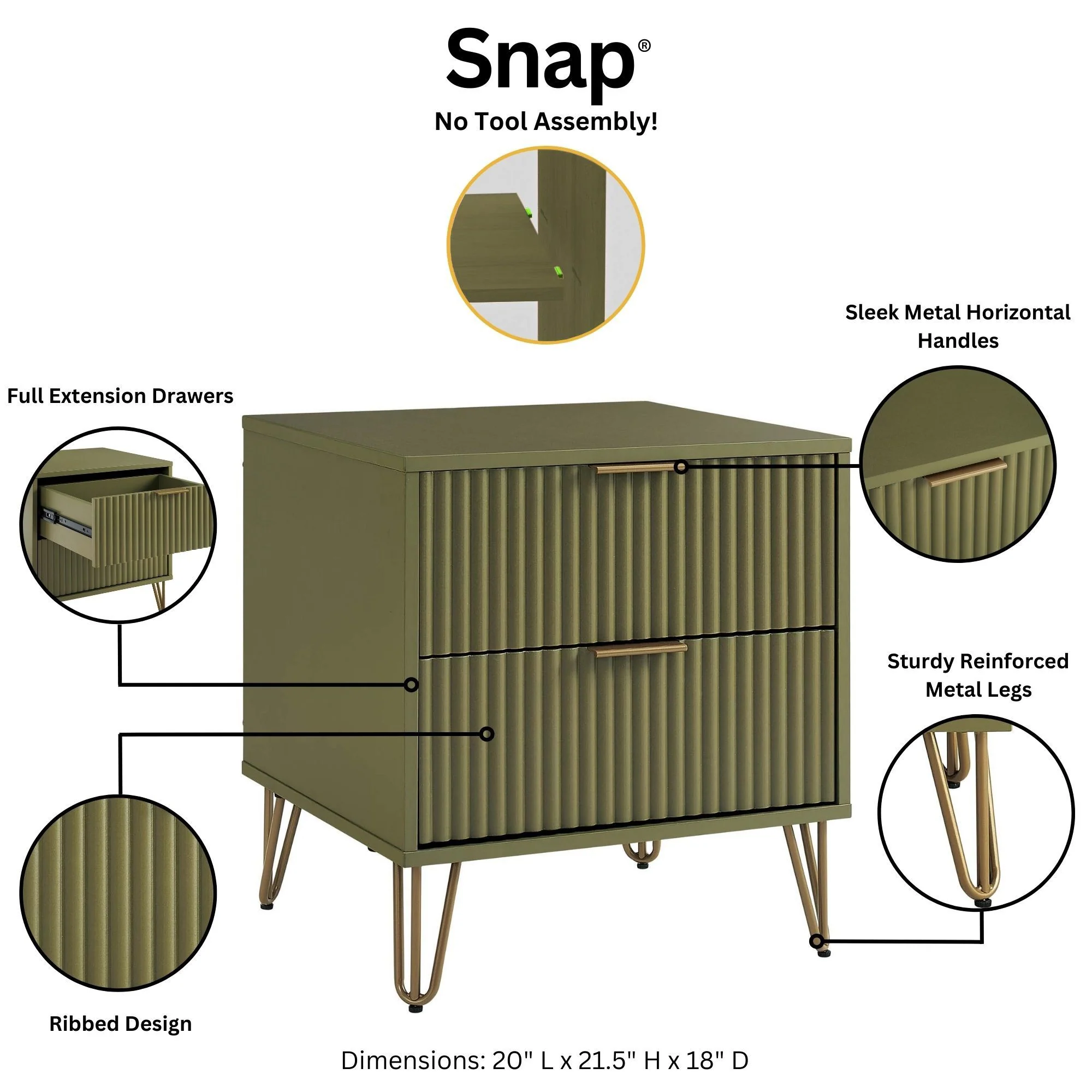 DUMBO 2.0 Nightstand in Olive Green - Image 4