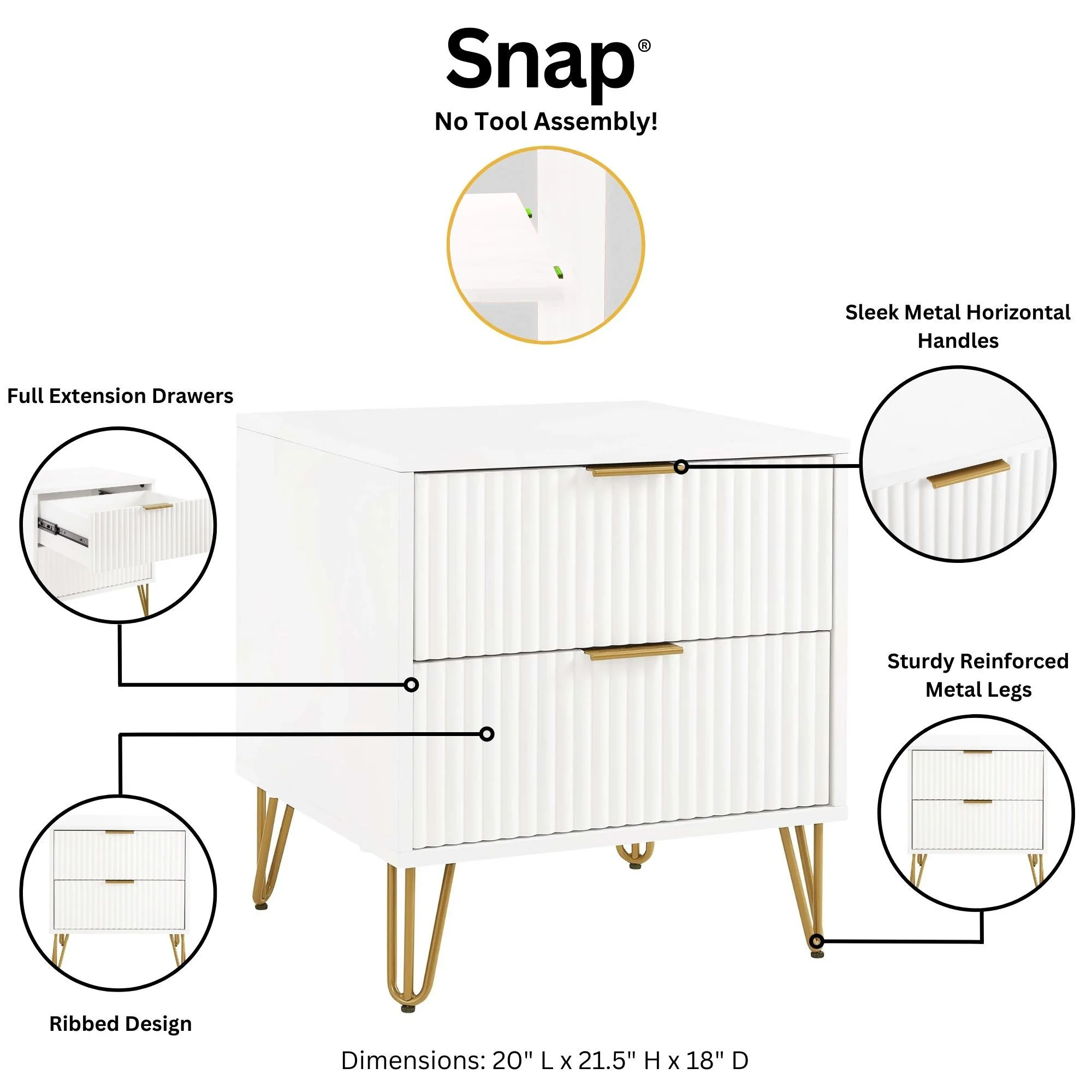 DUMBO 2.0 Nightstand in White - Image 4