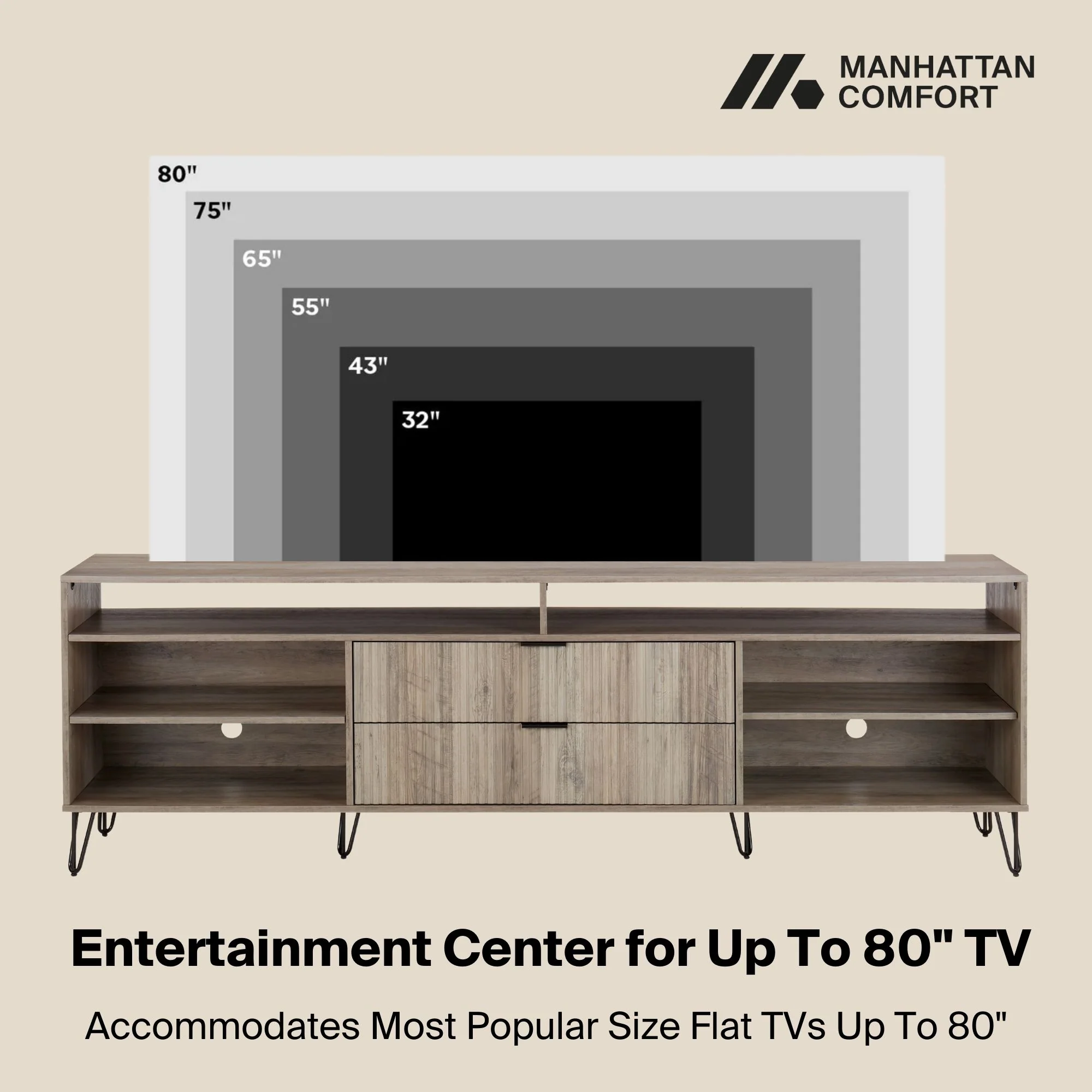 DUMBO 85" TV Stand in Golden Brown - Image 5