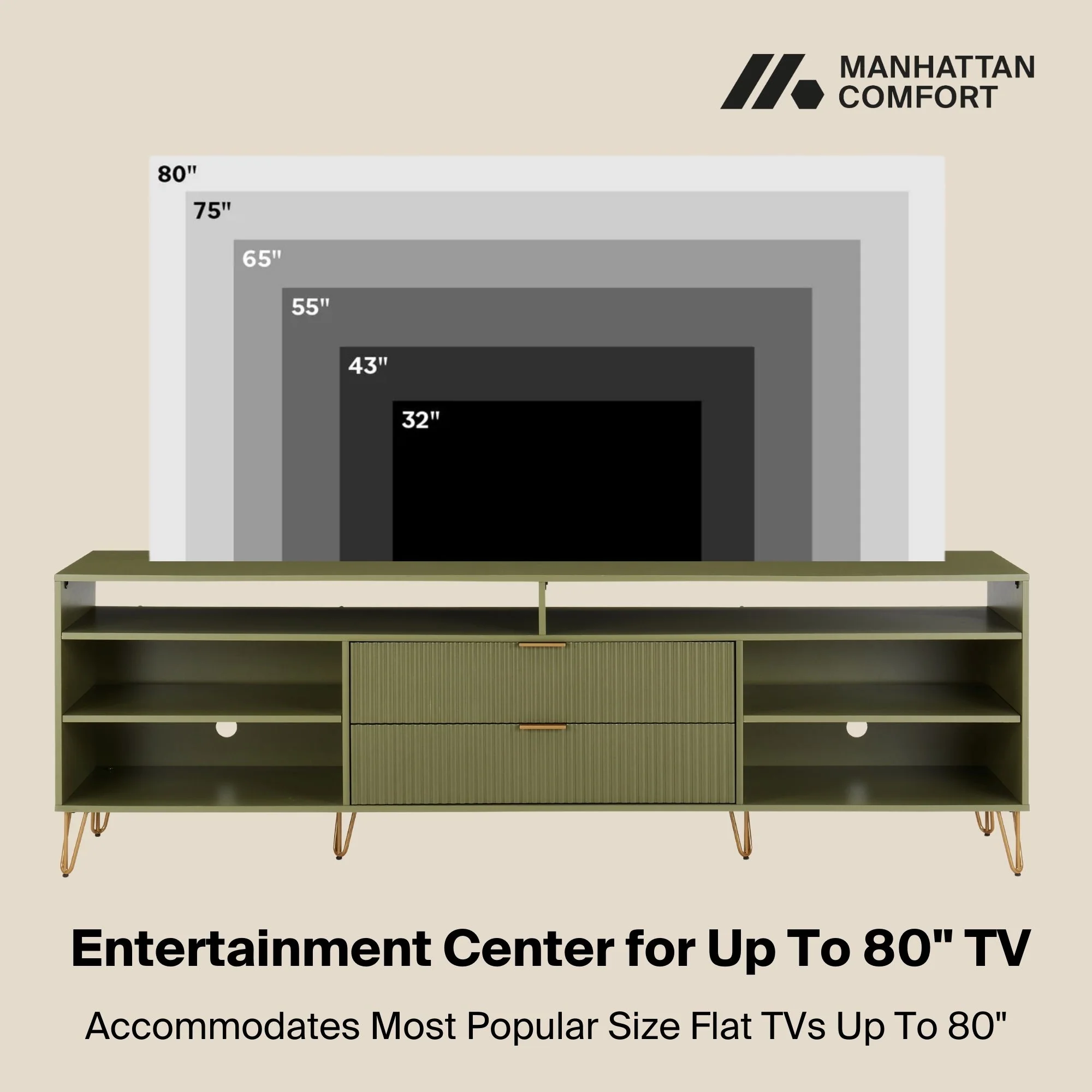 DUMBO 85" TV Stand in Olive Green - Image 5