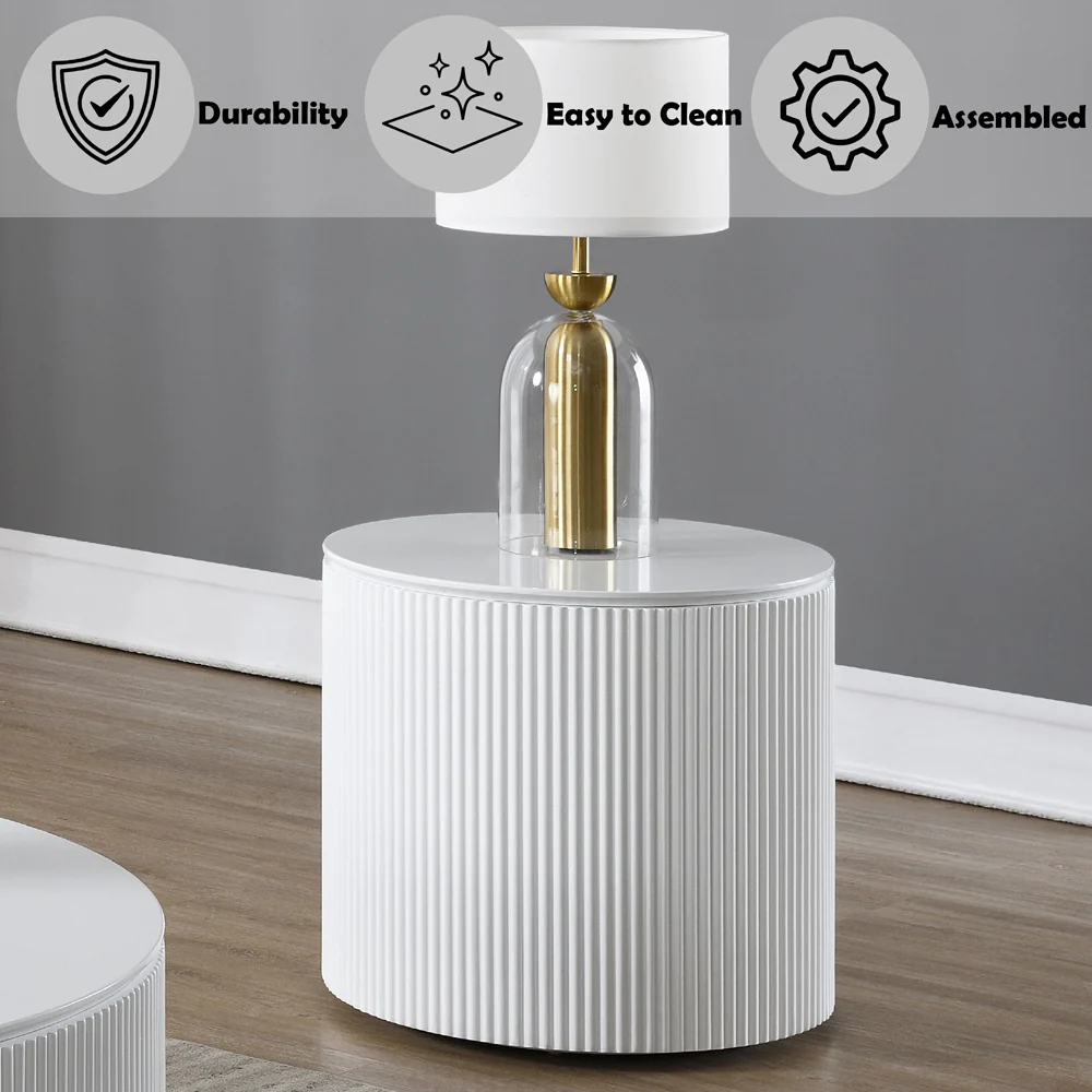 Dyllan White High Gloss End Table - Image 4