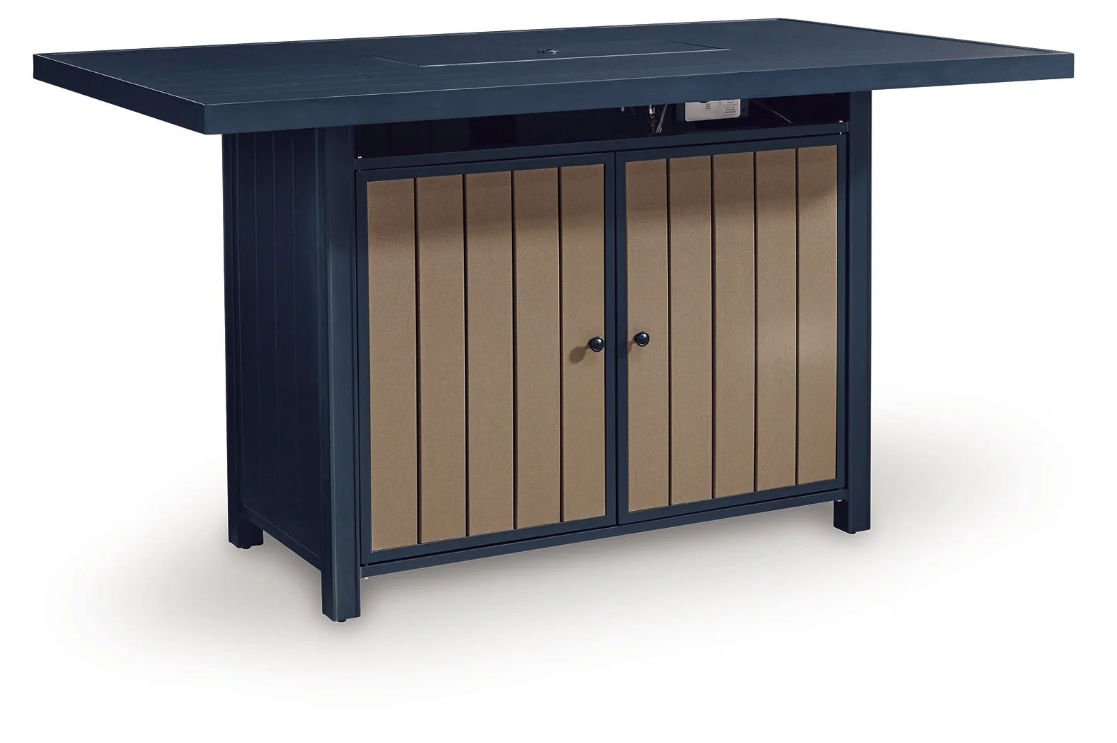 East Beach Navy Blue/Driftwood RECT Bar Table w/Fire Pit - Image 4