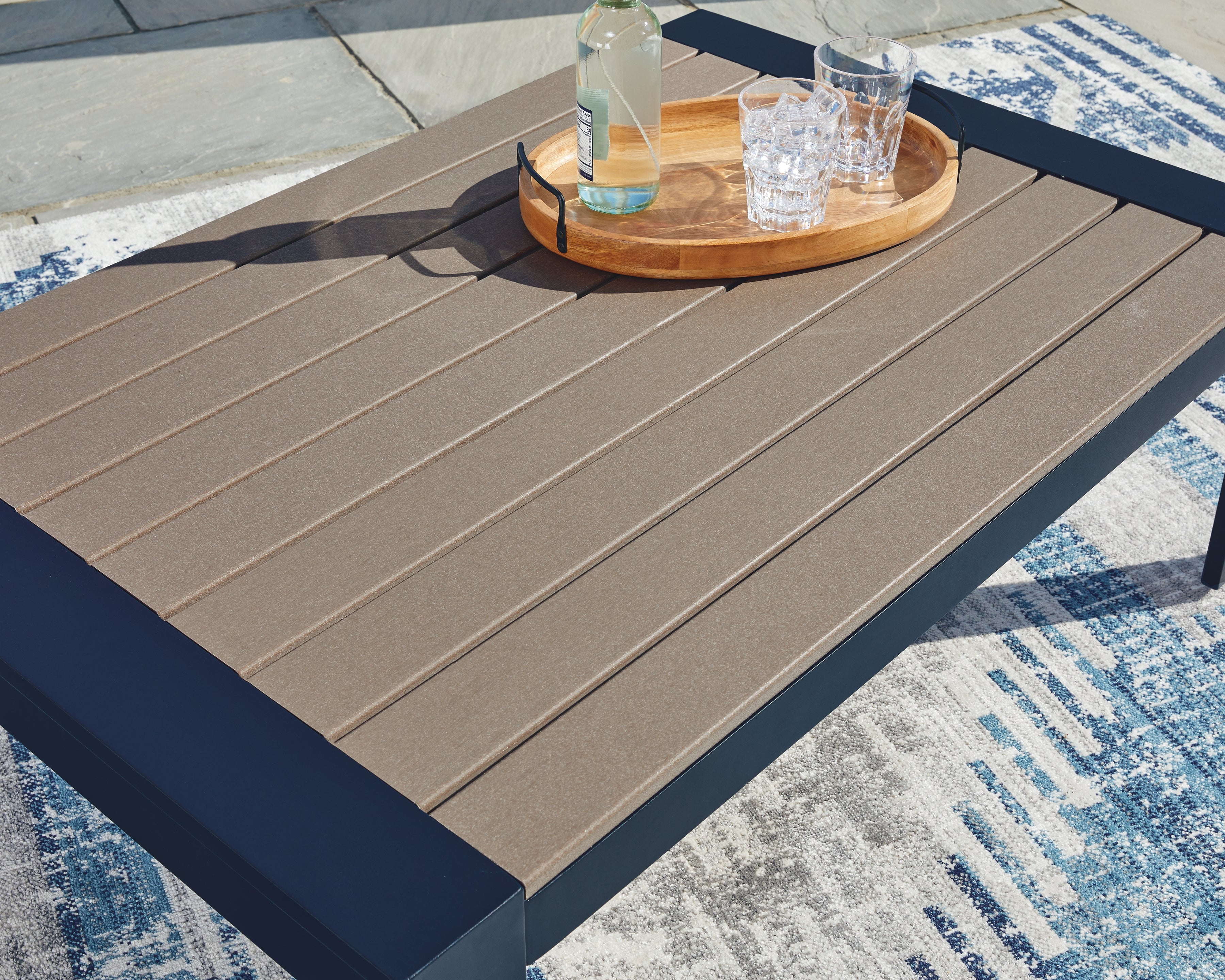 East Beach Navy Blue/Driftwood Rectangular Cocktail Table - Image 2