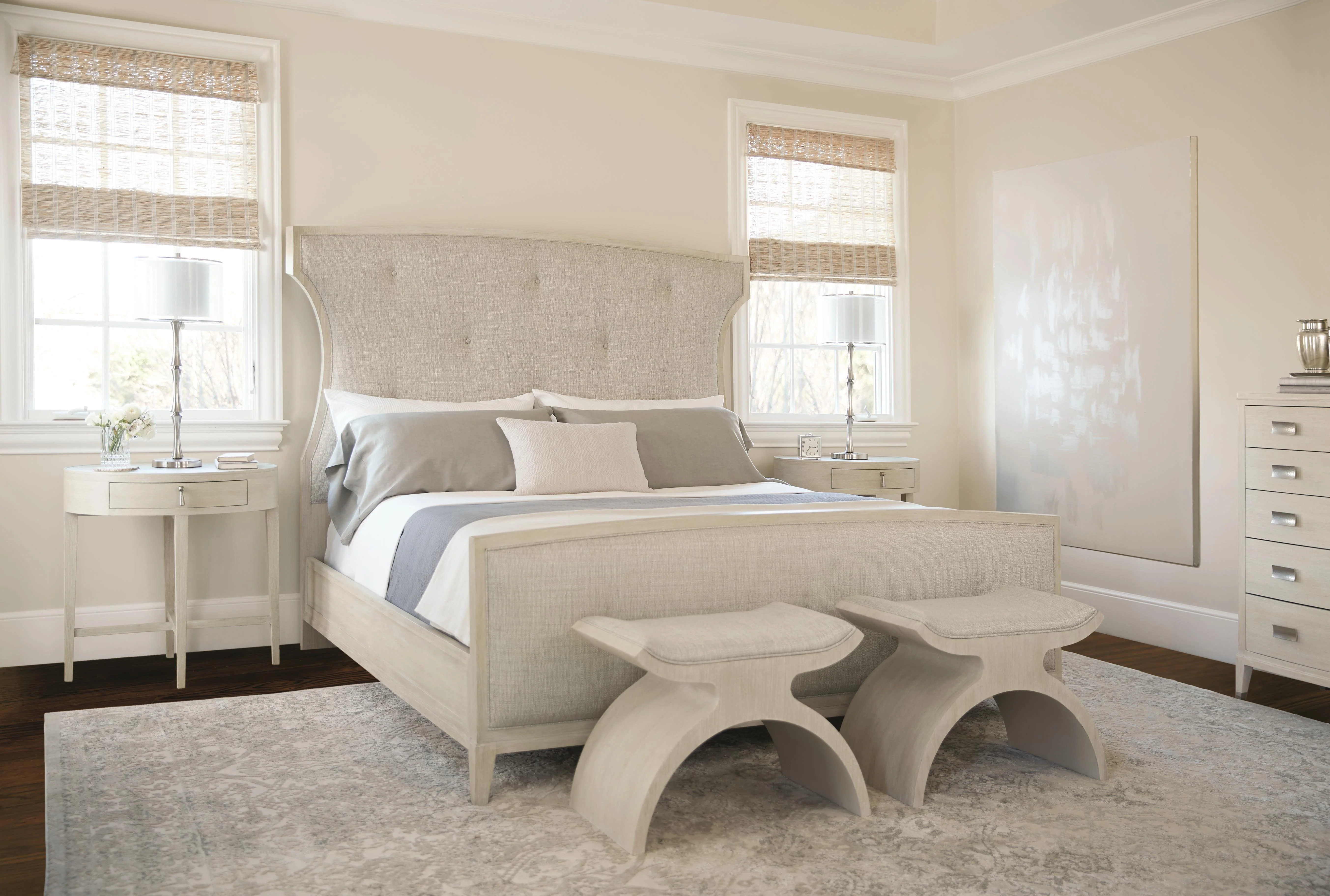 East Hampton Cerused Linen/Muted Grey Panel King Bed - Image 9