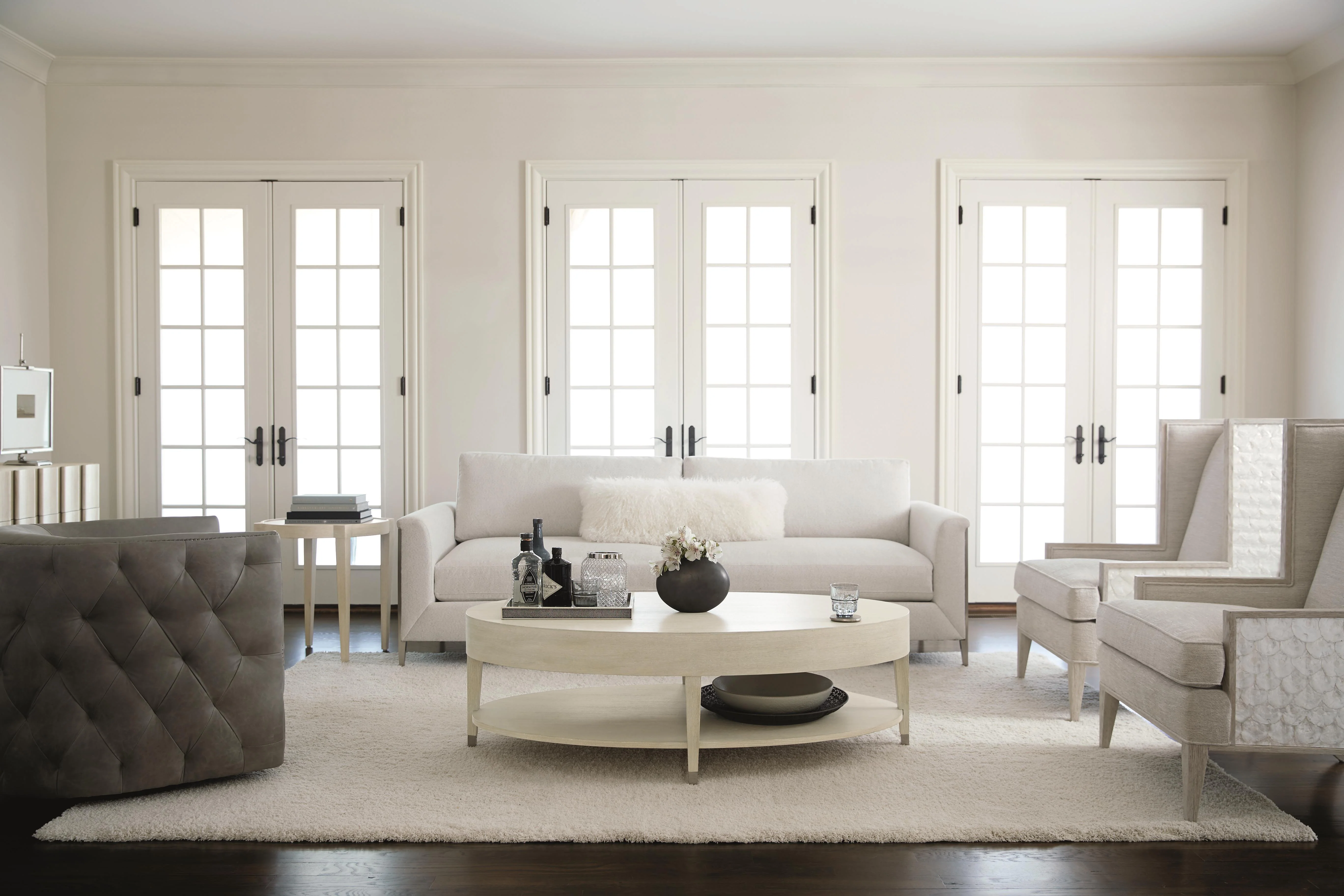 East Hampton Cerused Linen Side Table - Image 6
