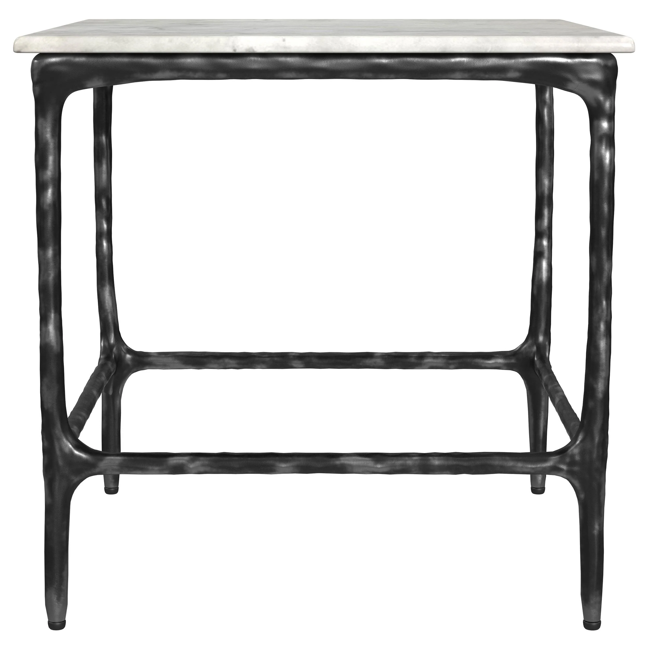 Ebby White Square Genuine Marble Top Metal End Table - Image 5