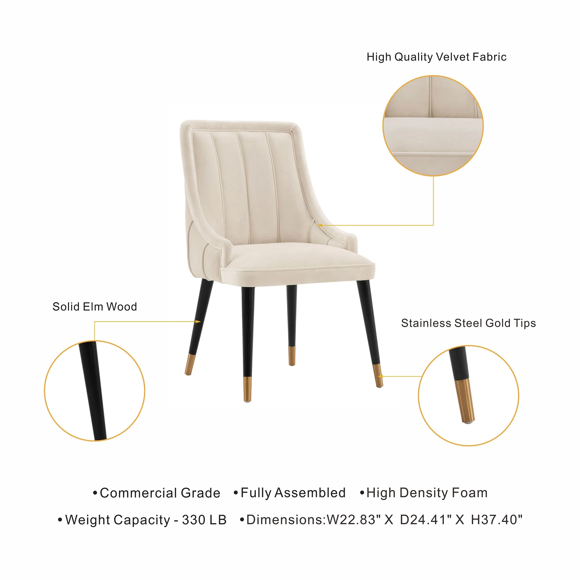 Eda Dining Chair in Cream (set of 2) - Image 4