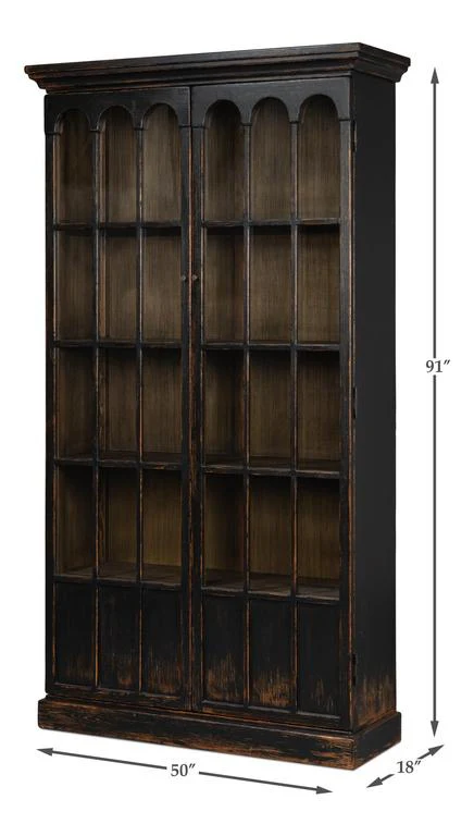 Edgar Allan Black Glass Bookcase - Image 12