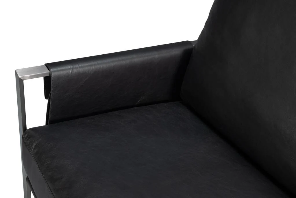 Edmonds Black Distilled Leather Chair - Image 10
