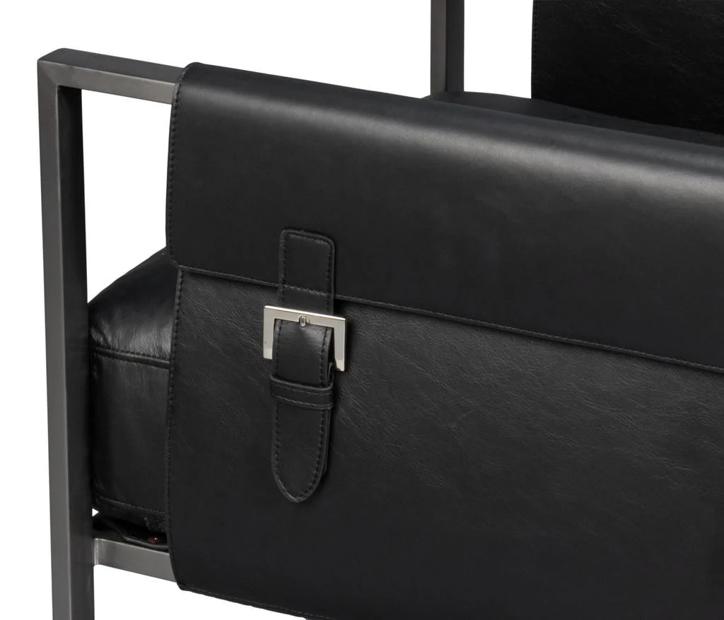 Edmonds Black Distilled Leather Chair - Image 7