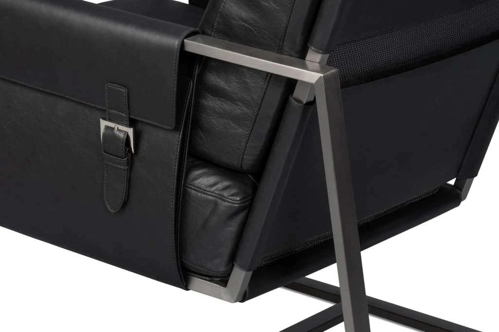 Edmonds Black Distilled Leather Chair - Image 8