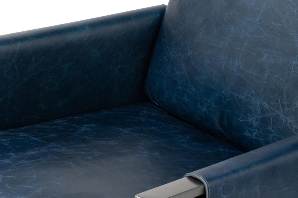 Edmonds Blue Distilled Leather Chair - Image 9